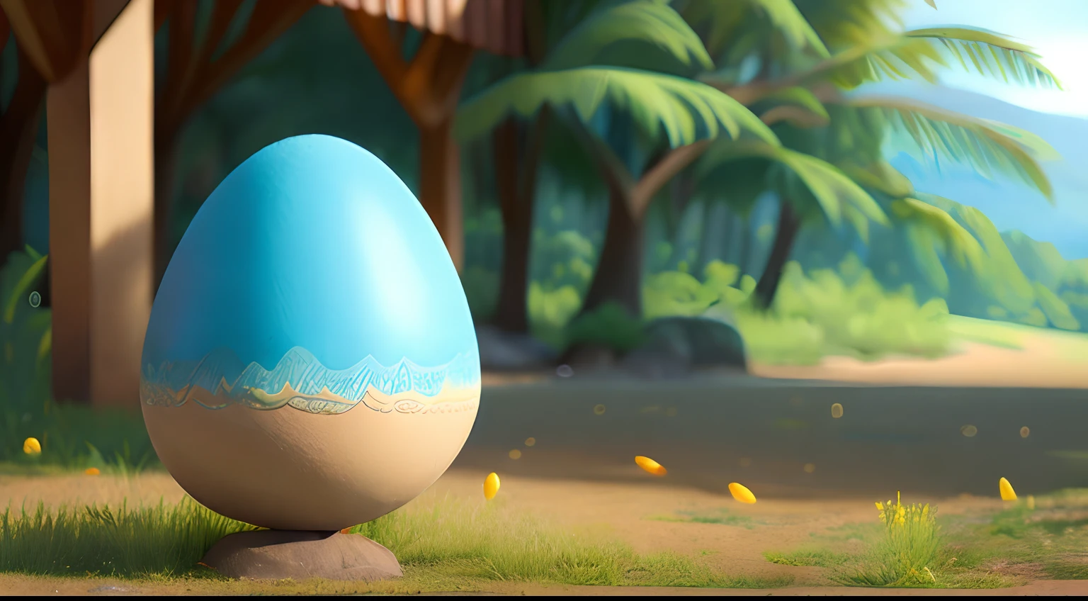 There's a dinosaur egg, painting digital adorable, bonito 3 d render, arte digital detalhada bonito, renderizado em keyshot, personagem pixar bonito, , super detailed rendering, smooth 3d CG rendering, toon render keyshot, colored zbrush render, pixar renderman render, stylized as a 3d rendering