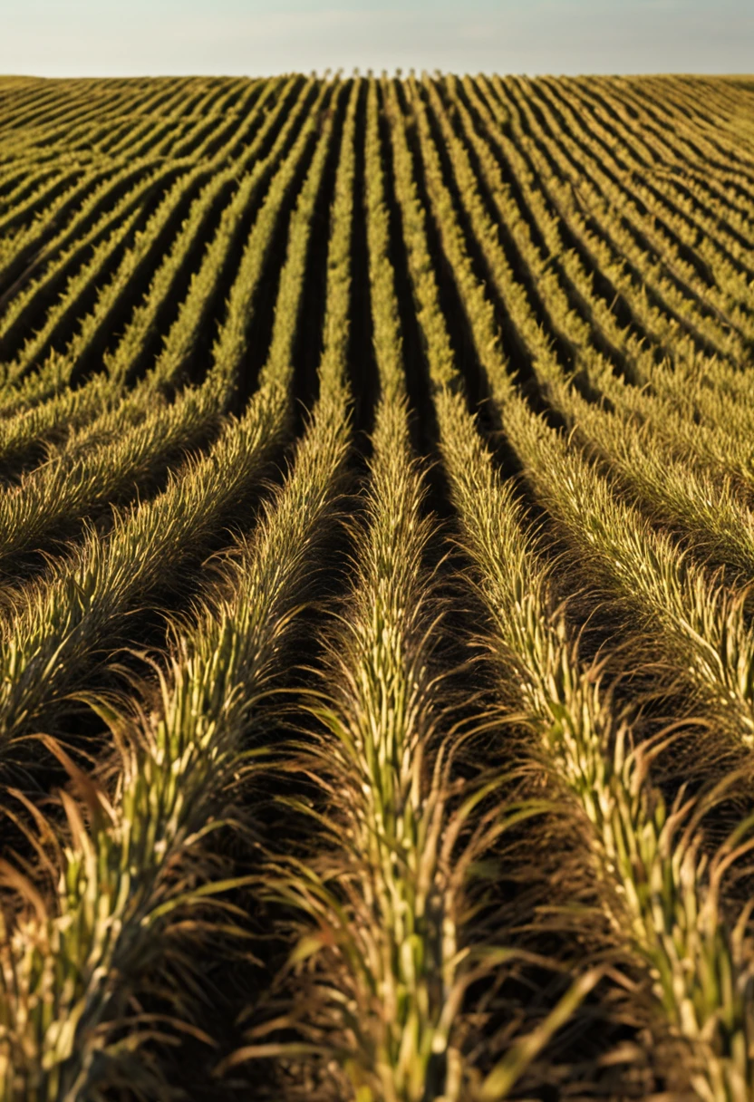 Um campo cultivado de trigo, already ripe ready to harvest.