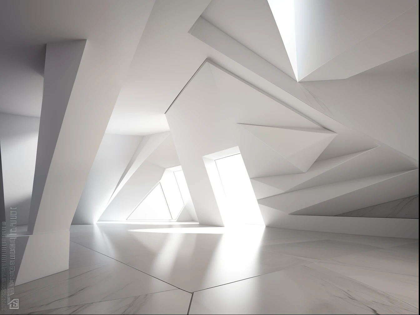 3D high resolution mage, tons cinza, white geometric design, design moderno, blocos concreto --auto