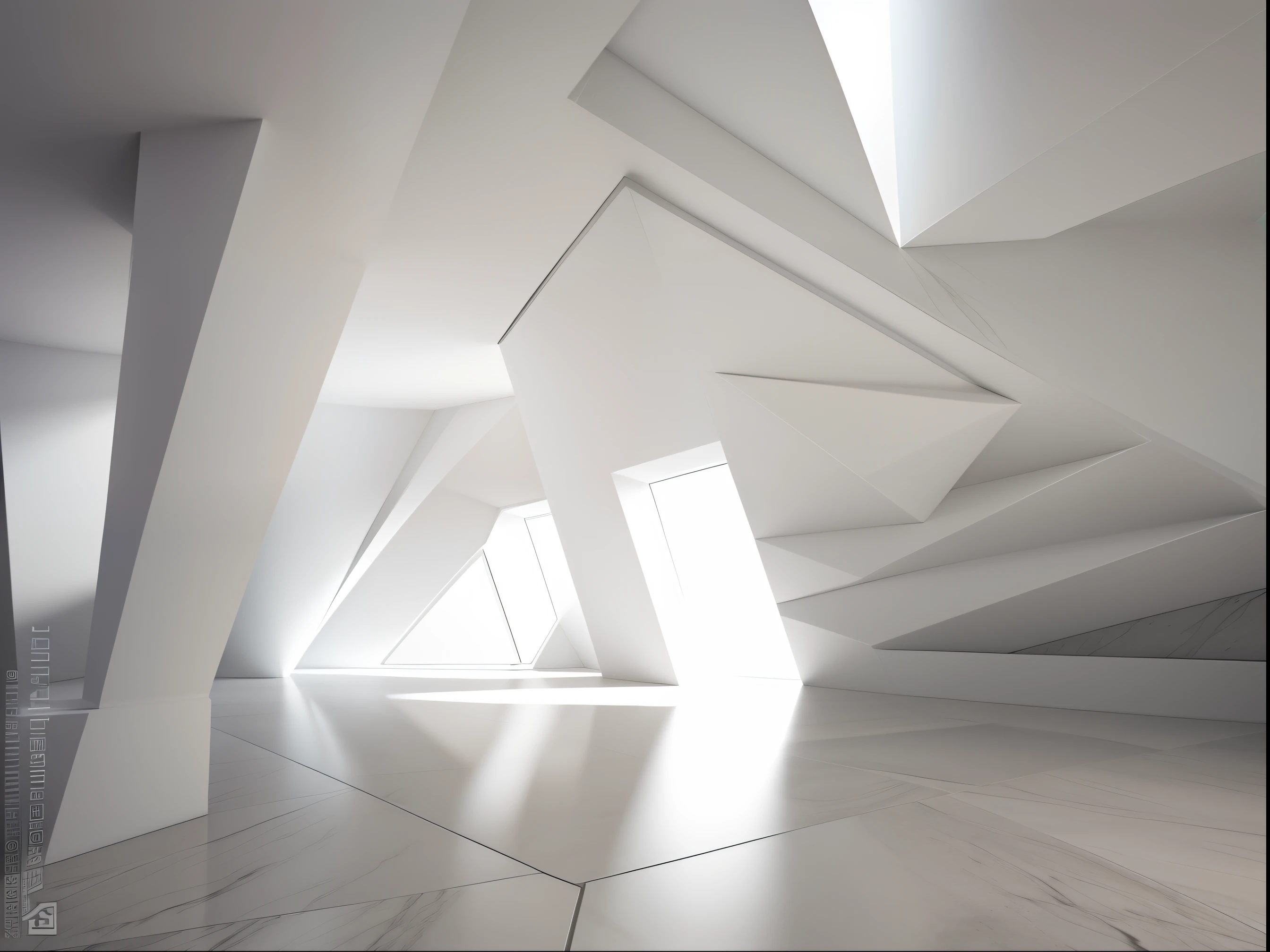 3D high resolution mage, tons cinza, white geometric design, design moderno, blocos concreto --auto