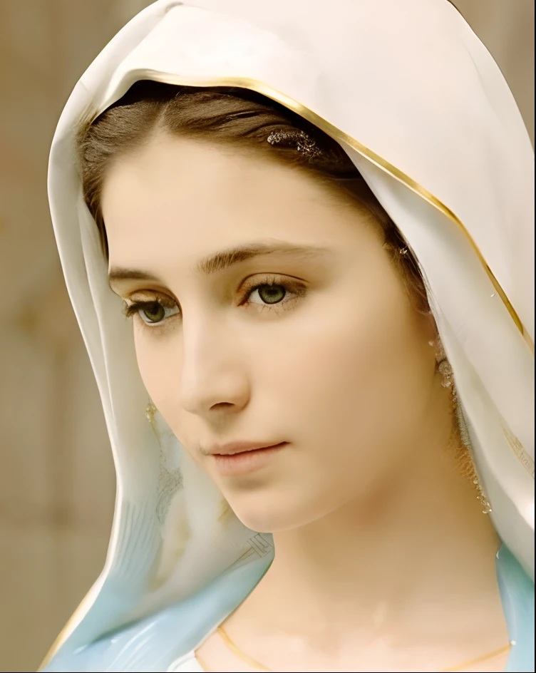 (((Blessed Virgin Mary. 19 years old))) ((( Con una cara seria y piadosa. Con una mirada dulce y tierna))) (obra maestra, calidad superior, mejor calidad, arte oficial, beautiful and aesthetic: 1.2), (1girl), extremadamente detallado, (Arte fractal: 1.3), colorido, highest detailed, Cara perfecta, parte superior del cuerpo, HDR, (orando: 1.3), (golden lines of white coat: 1.2), galaxia, (rayas de luz), eye-catching visuals, (dynamic stripes, senderos luminosos: 1.2), colores vibrantes,