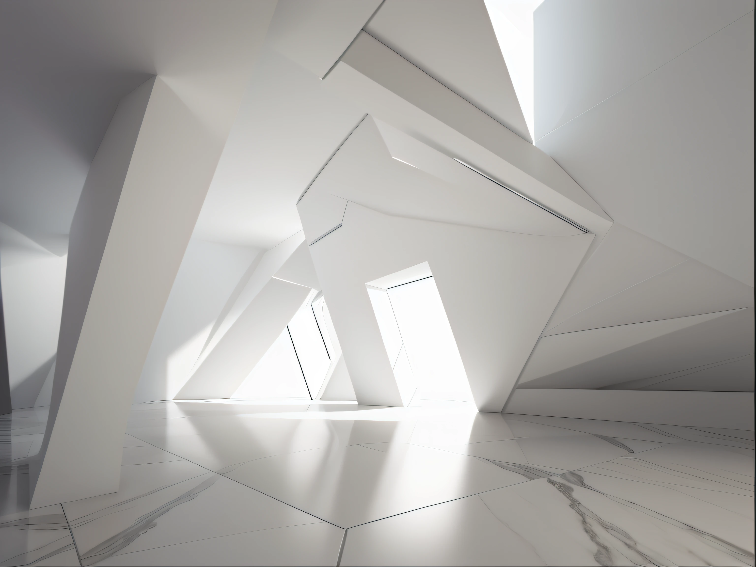 3D high resolution image, tons cinza, white geometric shapes, design moderno, blocos concreto, suuve lower gradient