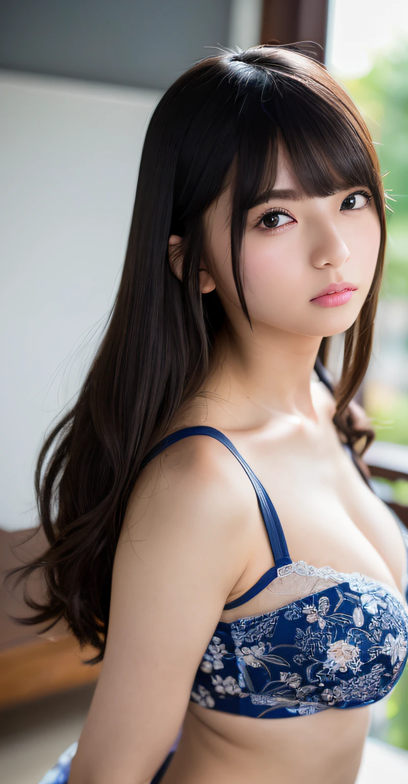 Nikon Z 85mm、((top-quality)) ((​masterpiece))、intricate-detail、Sharp focus、proffesional、Photorealsitic、real life、surrealistic、photorealisim、Silhouette Light、finely detail、top-quality、Highly detailed CG Unity 8k wallpapers、erfect artwork、The upper part of the body、shinny hair、radiant eyes、shinny skin、realisitic、The perfect female figure、Constricted waist、Looking at the camera、Ren Hao、enchanting posture、sexy  pose、extremely delicate and beautiful、best qualtiy、a beautiful detailed girl、Beautiful fine eyes、Facial Lights、Cinematic lighting、see -through、Black underwear、with floral pattern、Transparent material、buttocks expos、realistic representation of face、（intricate detailes、makeups、（Detailed beautiful delicate face、Detailed beautiful delicate eyes、s face）perfectly proportions、Detailed skin、Detailed skin、arms below breasts、medium large breasts、smooth epigastric、Skinny and thin、lo fashion、独奏、(年轻)、Facial Highlights、The upper part of the body、A detailed face、de pele branca、silber hair、poneyTail、Braids、big eye、silk robe、(Hollow pattern、silk)、耳Nipple Ring、Slim body、luxury room、Professional Writing、tear robe、女の子1人、Thick hair