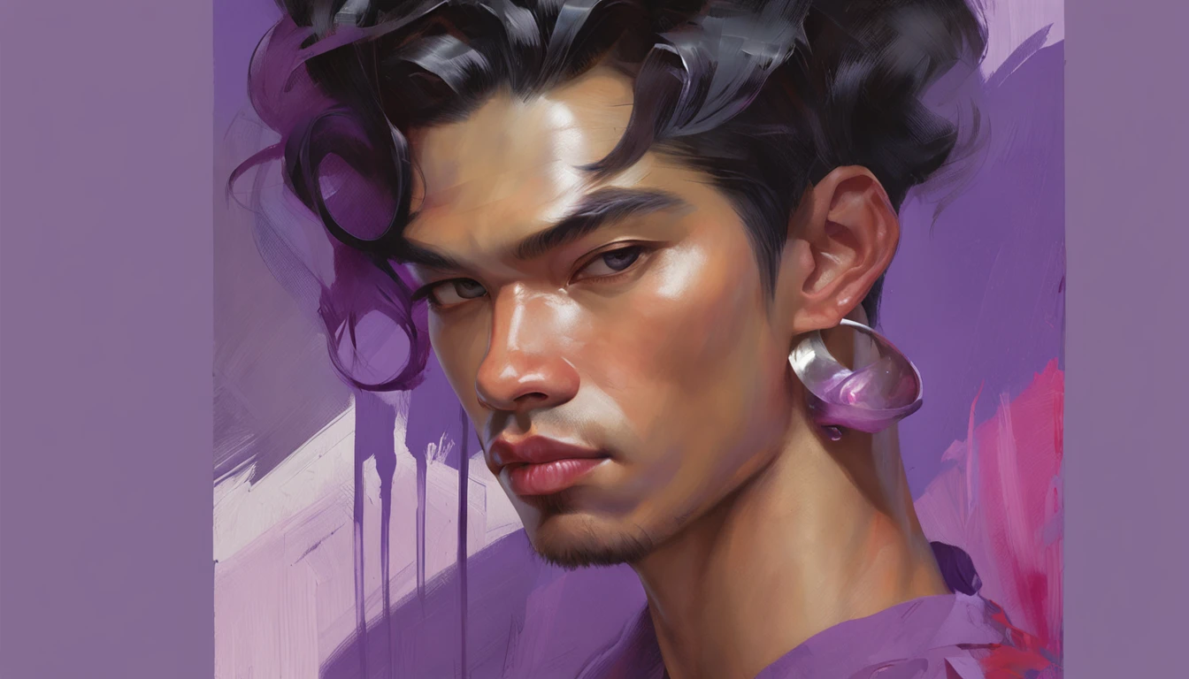 a close up of a man with purple eyes and a purple face paint, by Yang J, range murata and artgerm, artgerm portrait, yanjun chengt, artgerm and ruan jia, by ruan jia and stanley artgerm, ross tran and bayard wu, ig model | artgerm, wlop and ross tran