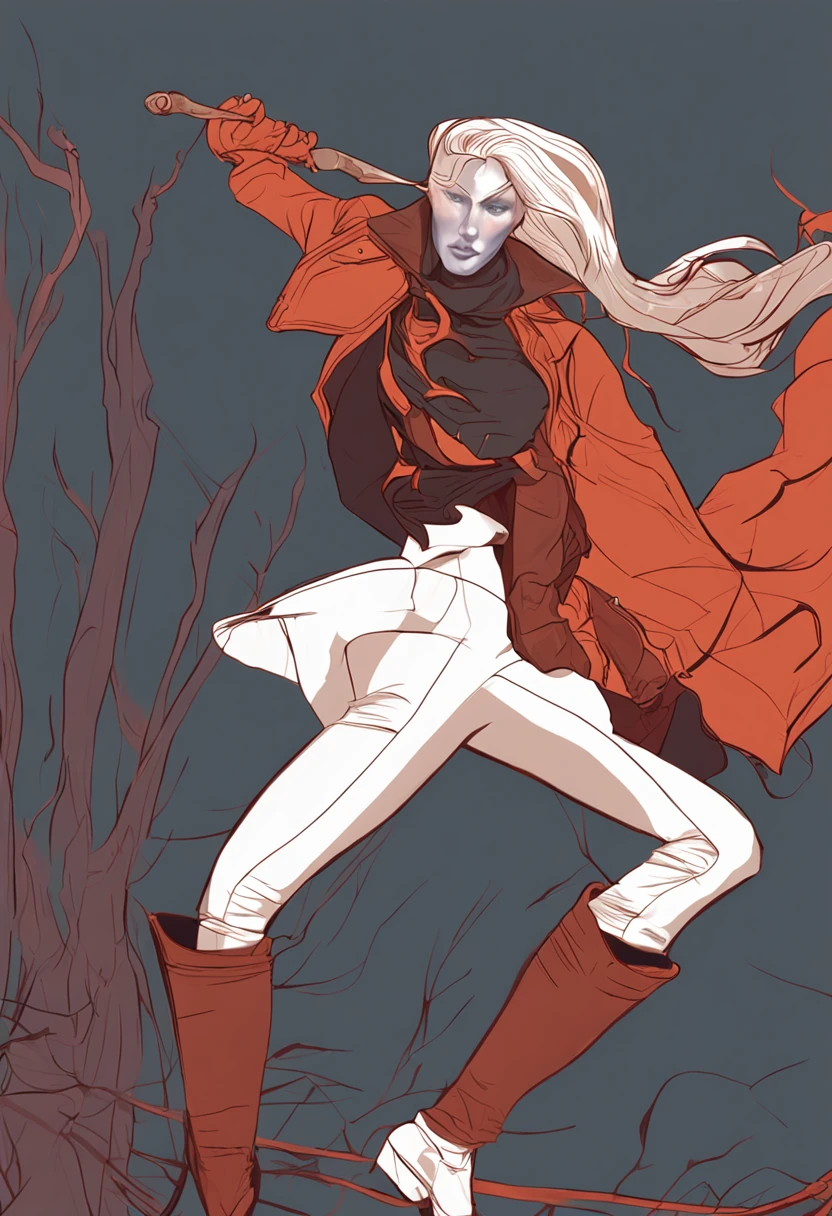 Vampire hunter, wearing Jodhpurs, Playing with Hair, CineColor, "She bangs, she bangs, oh baby, when she moves, she moves.", artstation, art by Dmitry Vishnevsky,art by Elizabeth Catlett