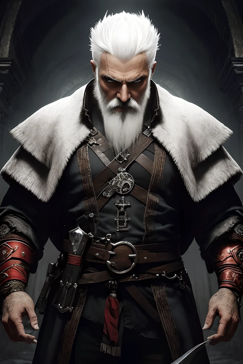 (papel de parede 8k extremamente detalhado), An average photo of an old man with necromancer white hair, intrincado, alto detalhe, Dramatic
