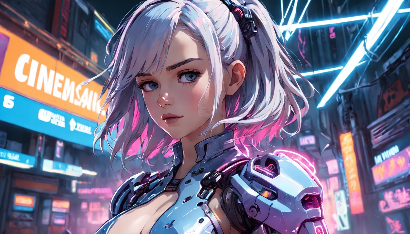 personification，Transparent Sexy Mechanic Emilia Clarke Cyberpunk, brilho sonhador, luminous neon lights, ( global ilumination, Traching de raias, HDR, unreal render,Reasonable design, alto detalhe, master part, best quality, hiper HD, Cinematic lighting), Mecha Musume