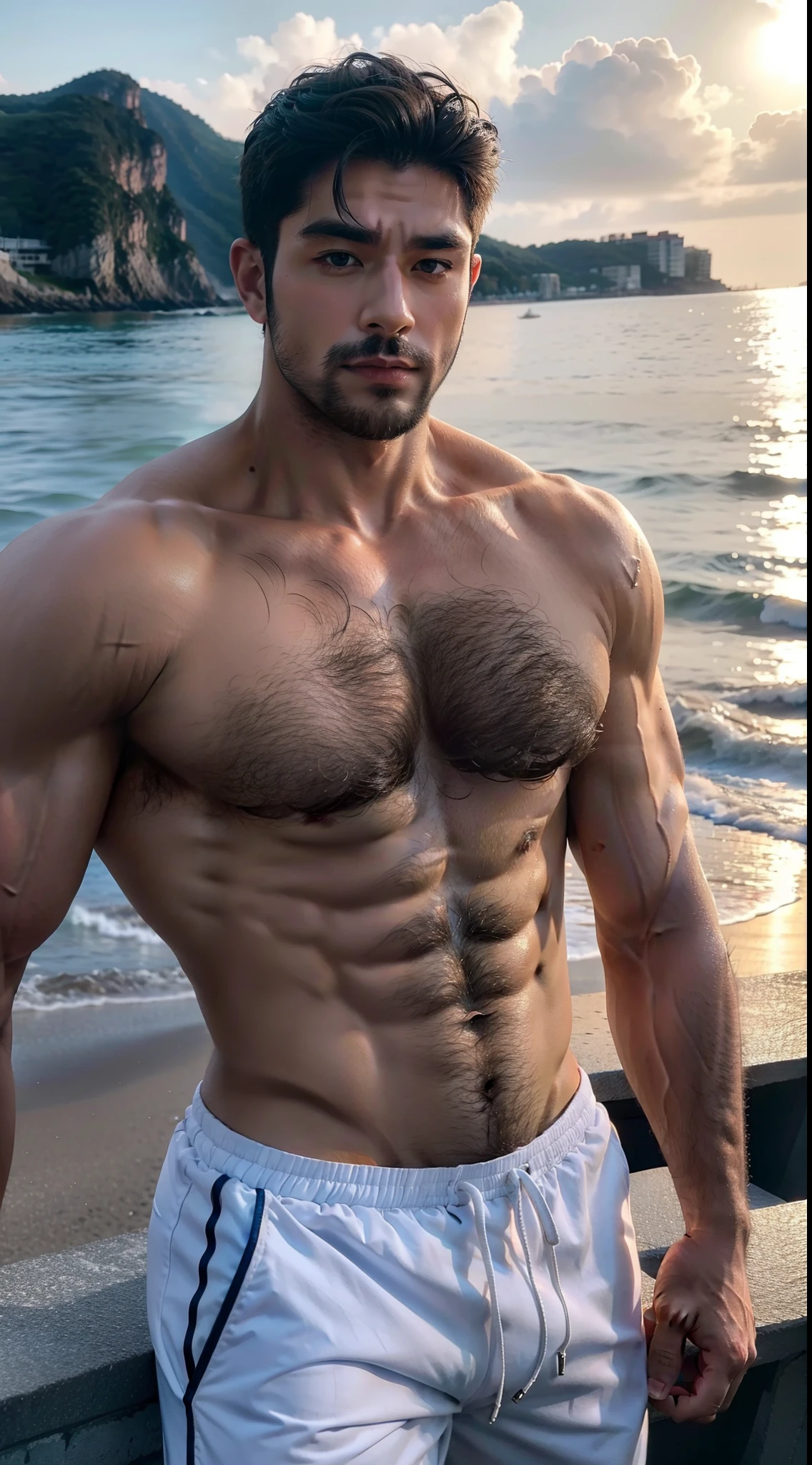 Handsome and hunk man, Hairy chest, white hair, 24 years old, ๐ช๐ฆต๐ฉฒ,๐ฅต๐๐