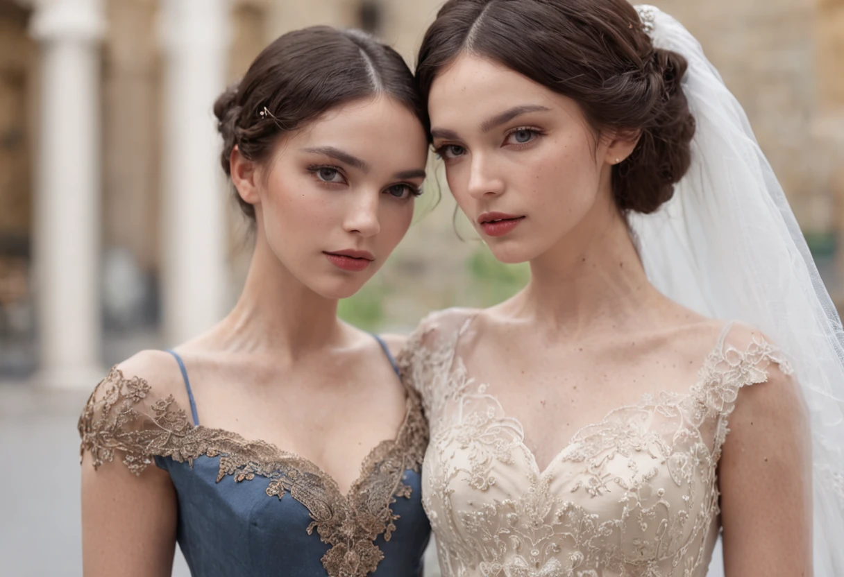 ((obras maestras)), mejor calidad, outstanding illustration, (((A couple seeing each other))), enfoque suave, (((1 chico de cabello negro corto))) (((ojos azules))) (((ropa de mago oscuro))), (((1 chica de (((Pelo rojo))) largo rizado))) (((ojos dorados))) (((vestido de novia BLANCO elaborado y hermoso))), Ropa victoriana, Victorian and magical romanticism, ambiente opulento y exquisito, Soft light and warm lighting.