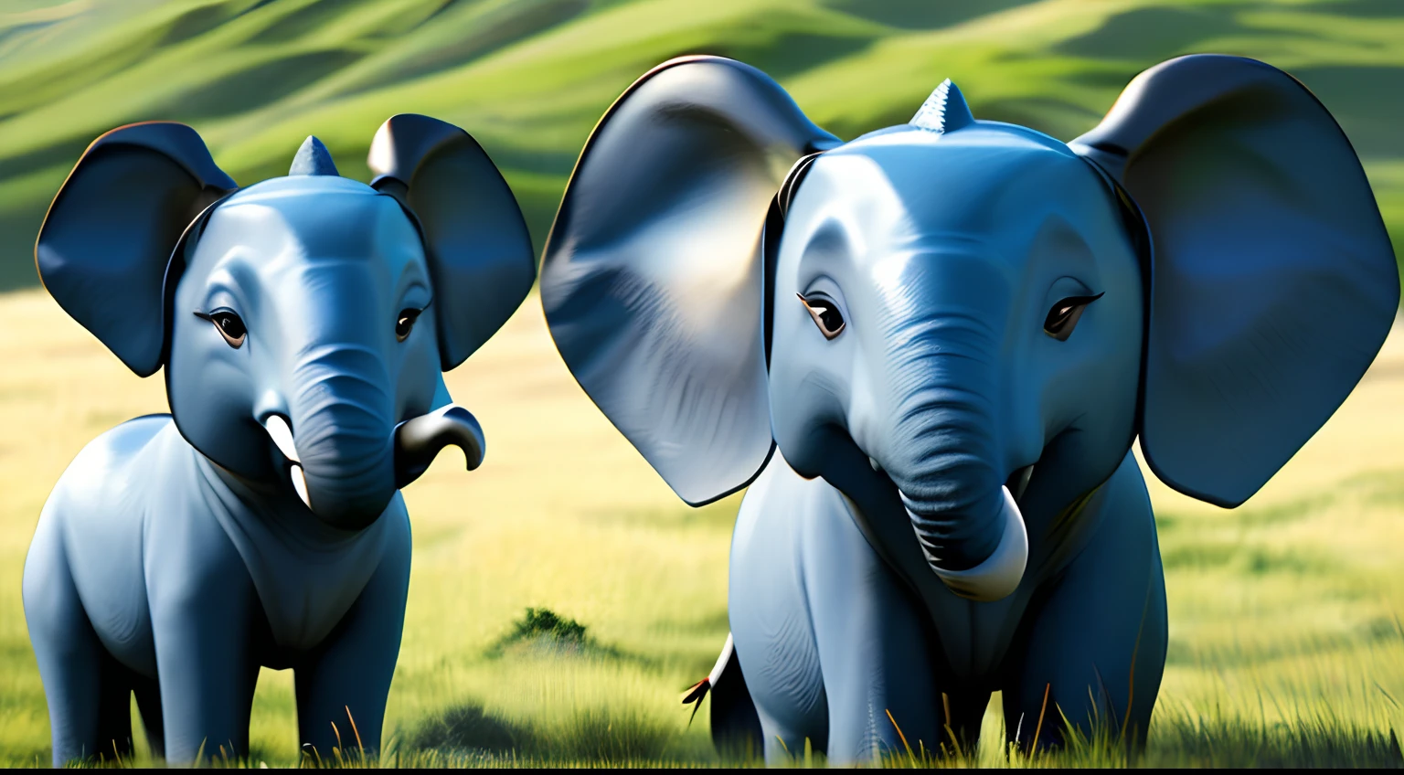 There are several elephants that are smiling for the camera in a field of grass, painting digital adorable, bonito 3 d render, arte digital detalhada bonito, renderizado em keyshot, personagem pixar bonito, design de personagem bonito pixar, pequenino, super detailed rendering, smooth 3d CG rendering, toon render keyshot, colored zbrush render, pixar renderman render, stylized as a 3d rendering