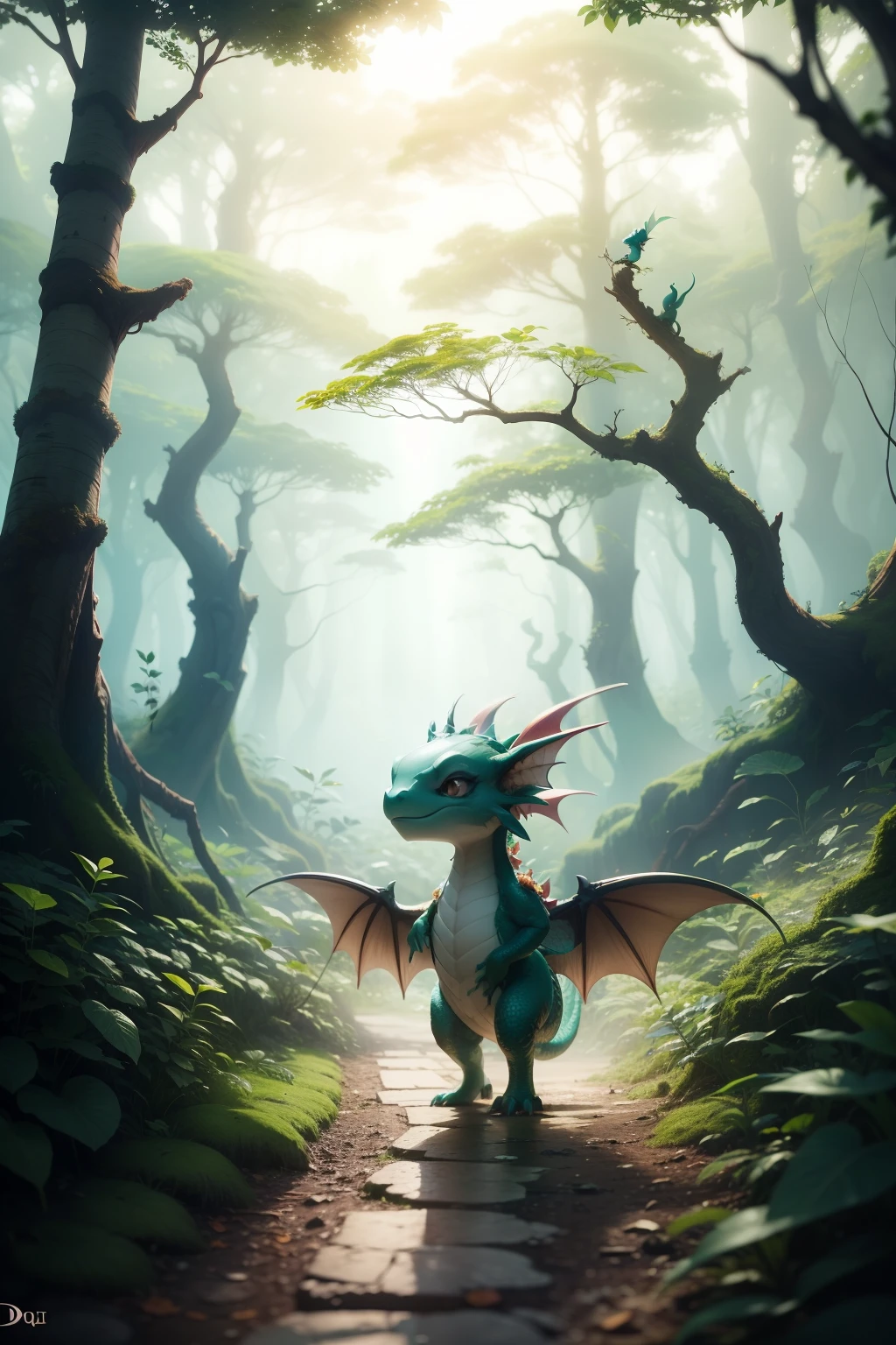 Once upon a time there was a little dragon named Didi, que vivia em uma floresta encantada num mundo de contos de fadas.
