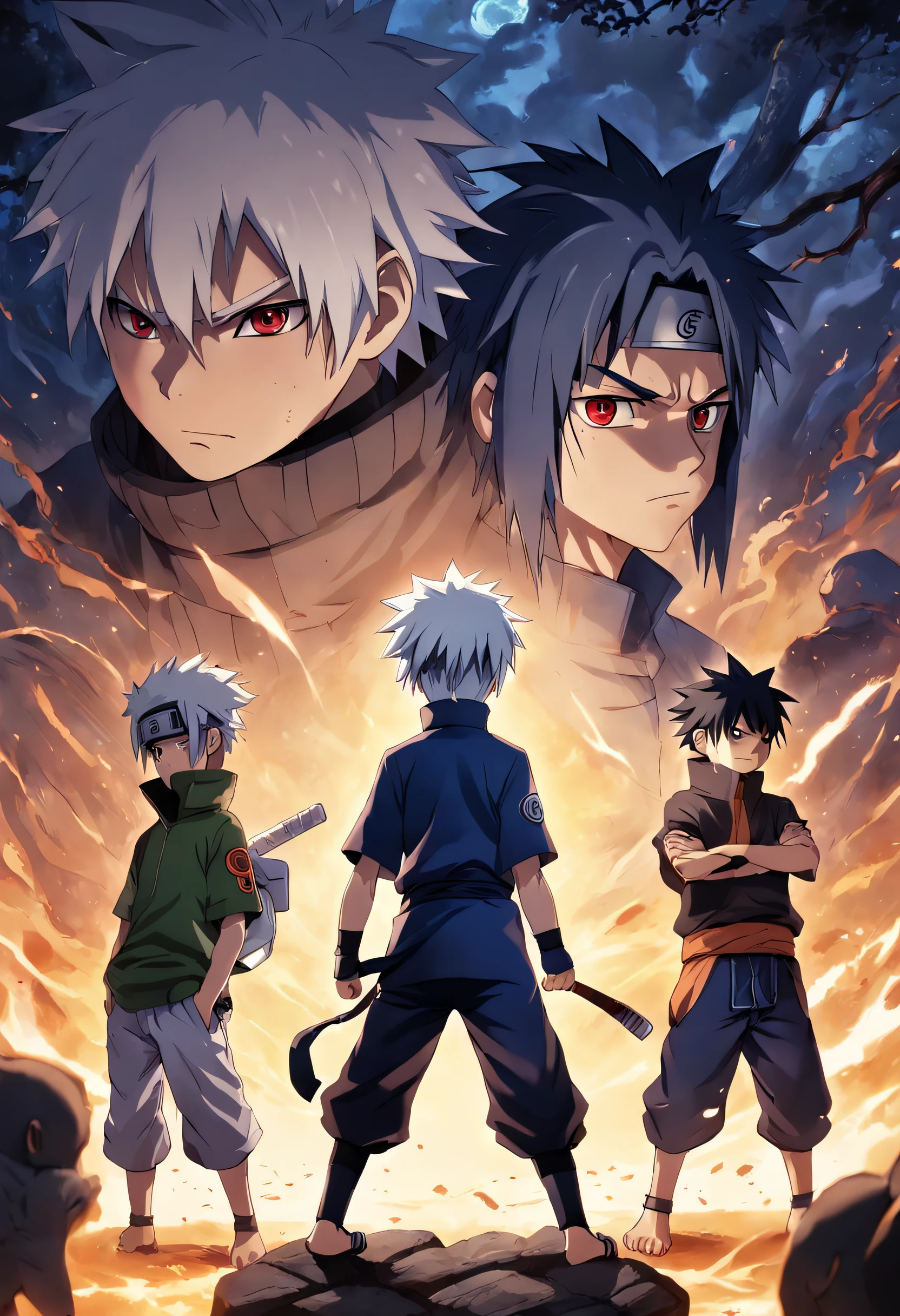 Naruto, Kakashi Hatake, Sasuke, Meisterwerk, Affen Junge