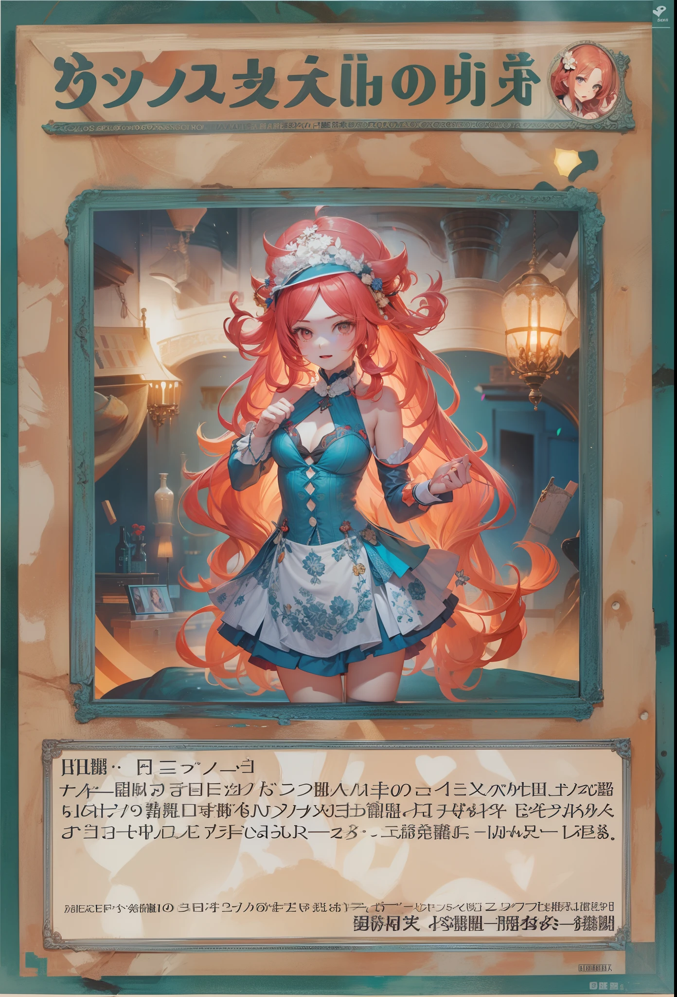 Press the original drawing,Red-haired girl,Normal posture