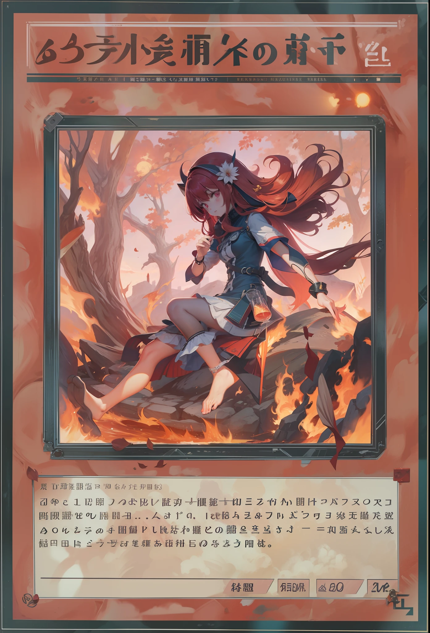 Press the original drawing,Red-haired girl,Normal posture