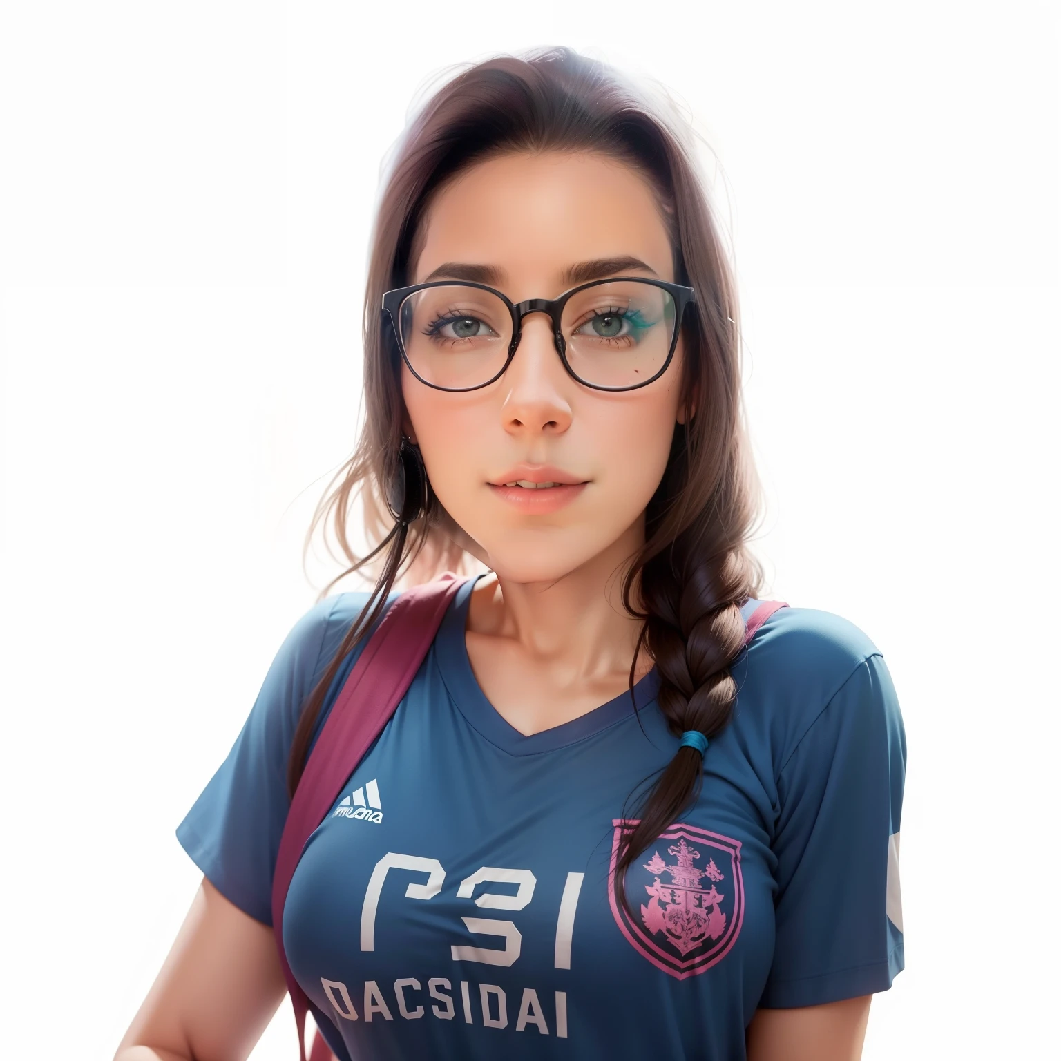Mulher na academia de camiseta rosa