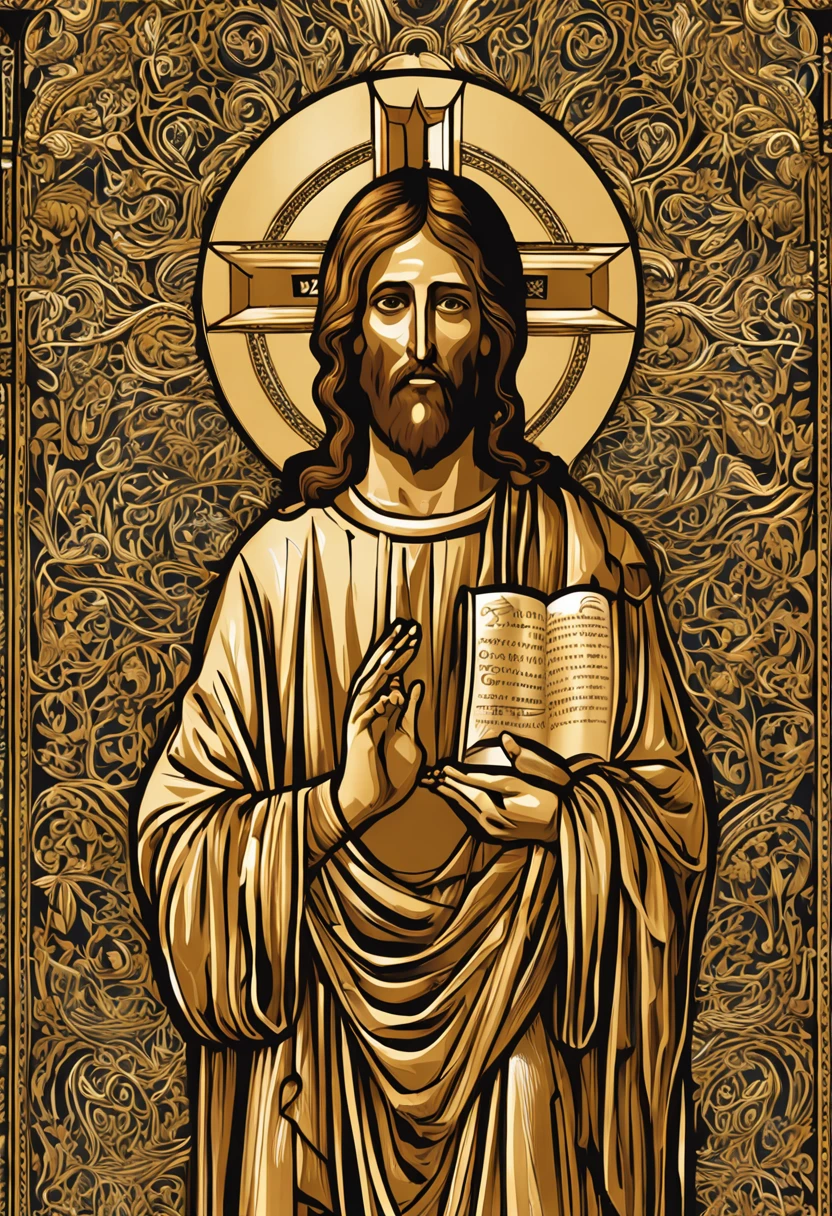 Imagine a majestic representation of Jesus Christ, sentado em um trono de ouro que irradia luz divina. He is dressed in white and gold robes, que simbolizam pureza e divindade. Jesus' hands are gently joined in a gesture of prayer, expressing humility and spiritual connection.
Detalhes da Imagem:
Comece desenhando o trono de ouro com detalhes intrincados, como entalhes, inlaid patterns and jewelry. O trono deve parecer imponente e celestial.
Posicione Jesus no trono de maneira a mostrar sua dignidade e autoridade, but also his serenity and compassion.
Focus on Jesus' facial features. Your eyes should convey a deep connection to the divine and your mouth may be slightly curved into a soft smile.
Jesus' hands must be together, fingers intertwined and thumbs pressed gently against each other. This should represent a gesture of deep prayer.
Use luz suave e sombras para destacar os contornos do rosto, as vestes e os detalhes do trono. The light must also appear divine, emanating from Jesus Himself.
The crown of thorns that Jesus wore during the crucifixion can be placed subtly next to the throne, as a symbol of sacrifice and redemption.
The background can be a celestial environment with golden clouds and an atmosphere of peace and transcendence.
Feel the spiritual connection as you create every detail. Use advanced editing tools to ensure high definition of the image. As you create, Allow the sense of reverence and respect to fill your heart, reflecting on the image you are creating."
Remember that creating a high-definition image requires meticulous attention to detail and the use of the editing program's advanced tools to achieve the desired quality.
