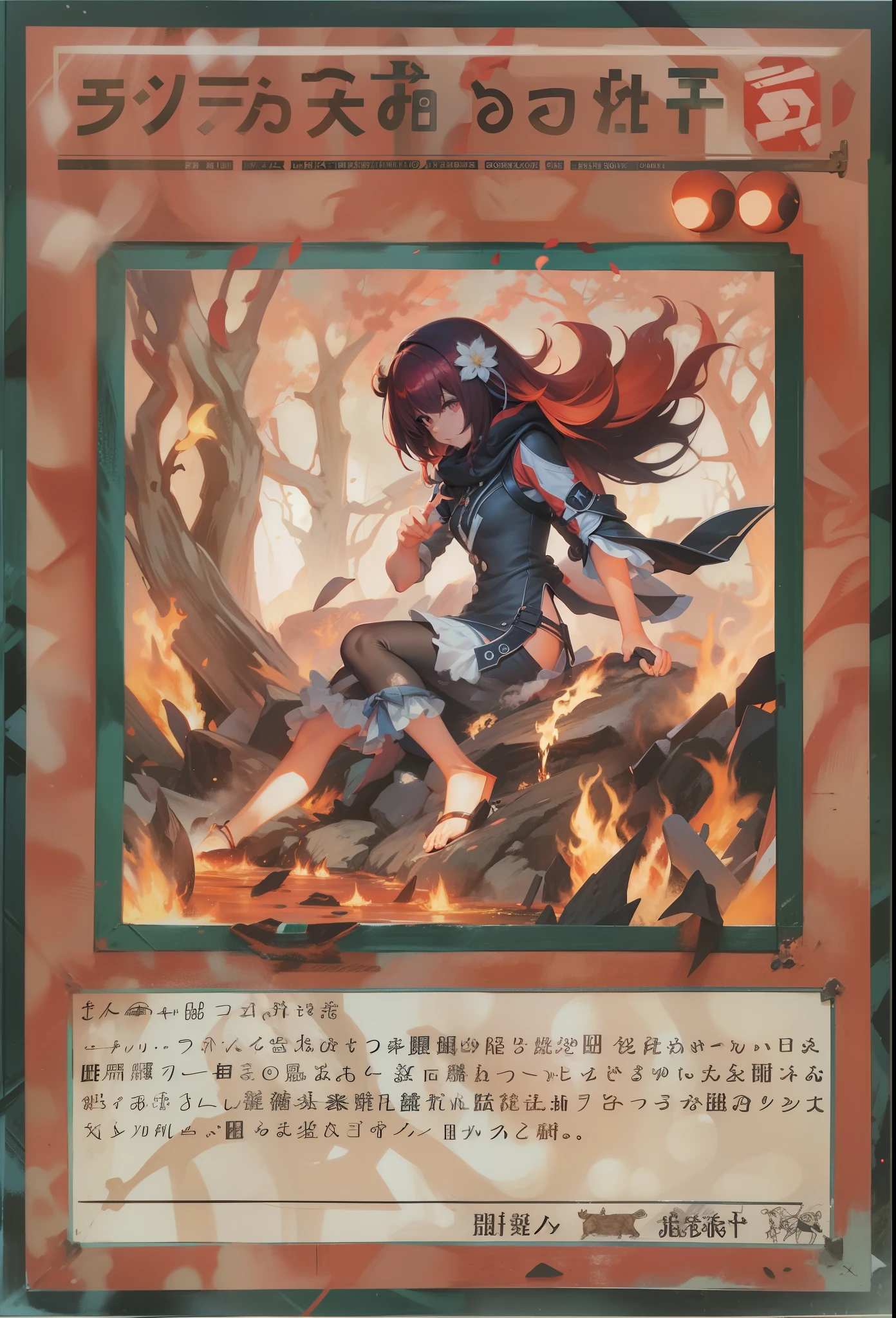 Press the original drawing,Red-haired girl,Normal posture
