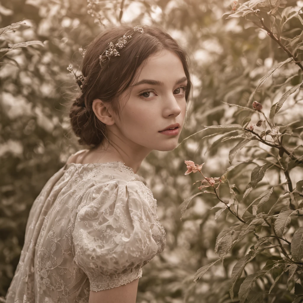 a girl a blend of organic and mechanical components, are captured in a tender, cyborg, futuristic