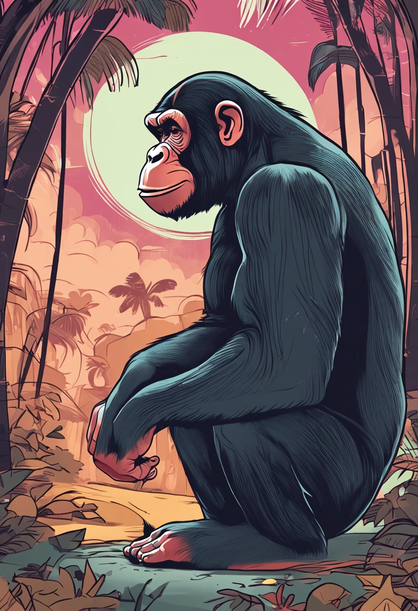 Create a chimpanzee cartoon Cute