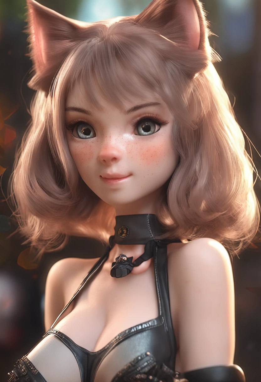 A cat human female version ultra realistic, sexy, big breasts, beautiful legs, best quality, sexy gorgeous body, extreme richness of detail.