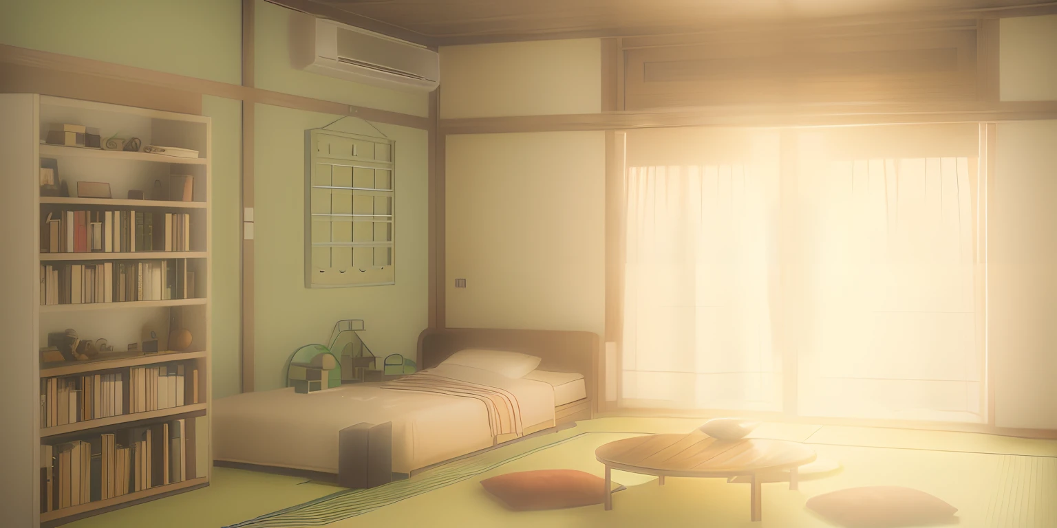There are rooms with beds, The table, And bookshelves, personal room background, Bedroom background, Anime Background Art, Anime Background, Cozy home background, anime scenery concept art, relaxing concept art, interior background art, rpg maker style bedroom, Japanese houses, detailed scenery —width 672, bedroom in studio ghibli, in a japanese apartment