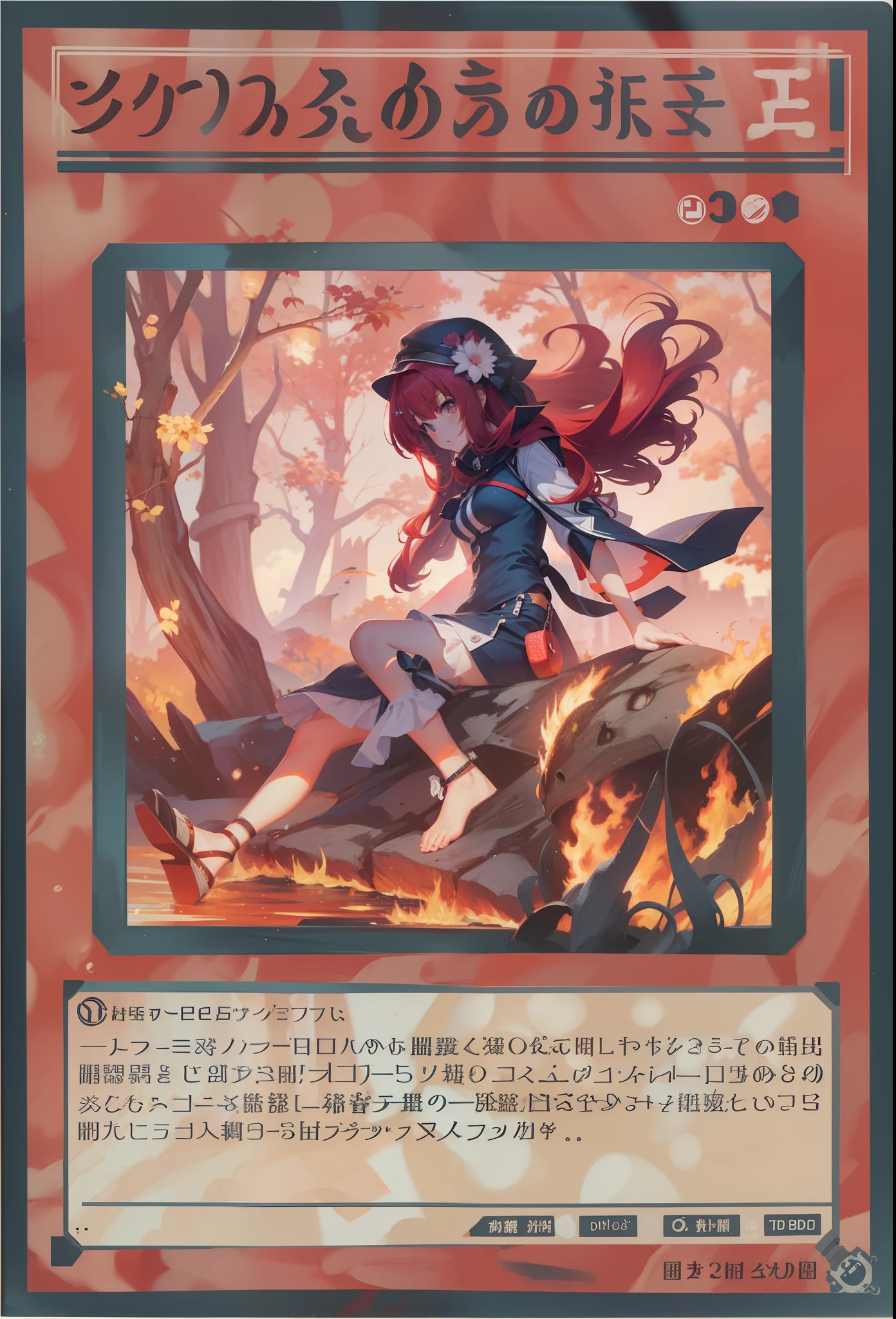 Press the original drawing,Red-haired girl,Normal posture