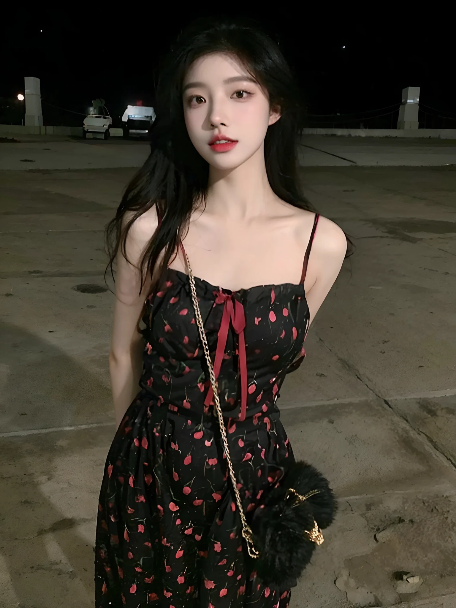 Woman posing for photo in black dress and red shoes, personal profile picture, ulzzangs, Korean girl, Profile picture, bae suzy, blackpink jennie, loli in dress, xintong chen, Profile image, 18 years old, full bodyesbian! Pretty face, very very low quality, Shin Jinying, tzuyu from twice，（（（Open-mouthed，teeth））