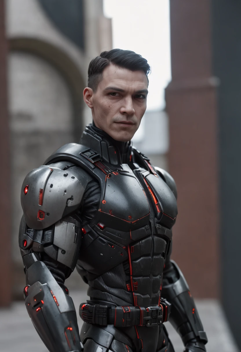 Retrato, Iron Punisher da Marvel, bio-mechanical, complex robot, crescimento total, hiper-realista, pequenos detalhes insanos, linhas extremamente limpas, aesthetic cyberpunk, obra-prima revelada na Zbrush Central, gothic brutalist cathedral, cyberpunk, foto premiada, bokeh, luzes neon, cybernetic member, ::n_texto, assinatura, boneco, anime, disney, desenho, Imperfections