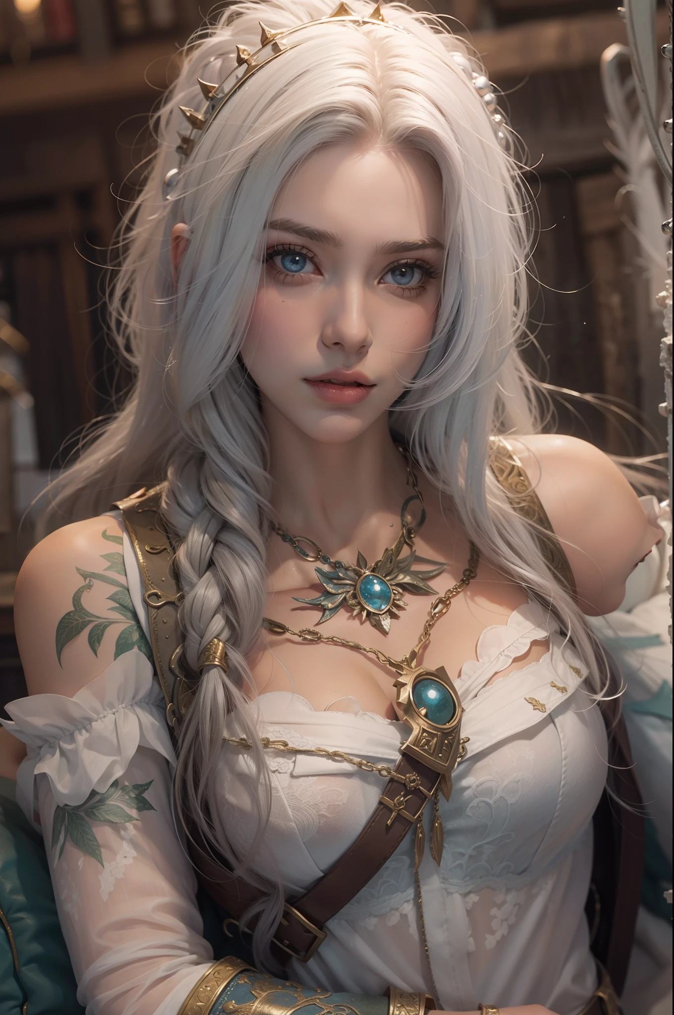 Mulher bonita que sempre Ciri do game The Wicther, com cabelos longos e olhos azuis brilhantes, obra prima, ultra qualidade, 8k, cabelos caindo sobre seus sombros, fundo o noturno, ela esta usando uma armadura medieval prateada
