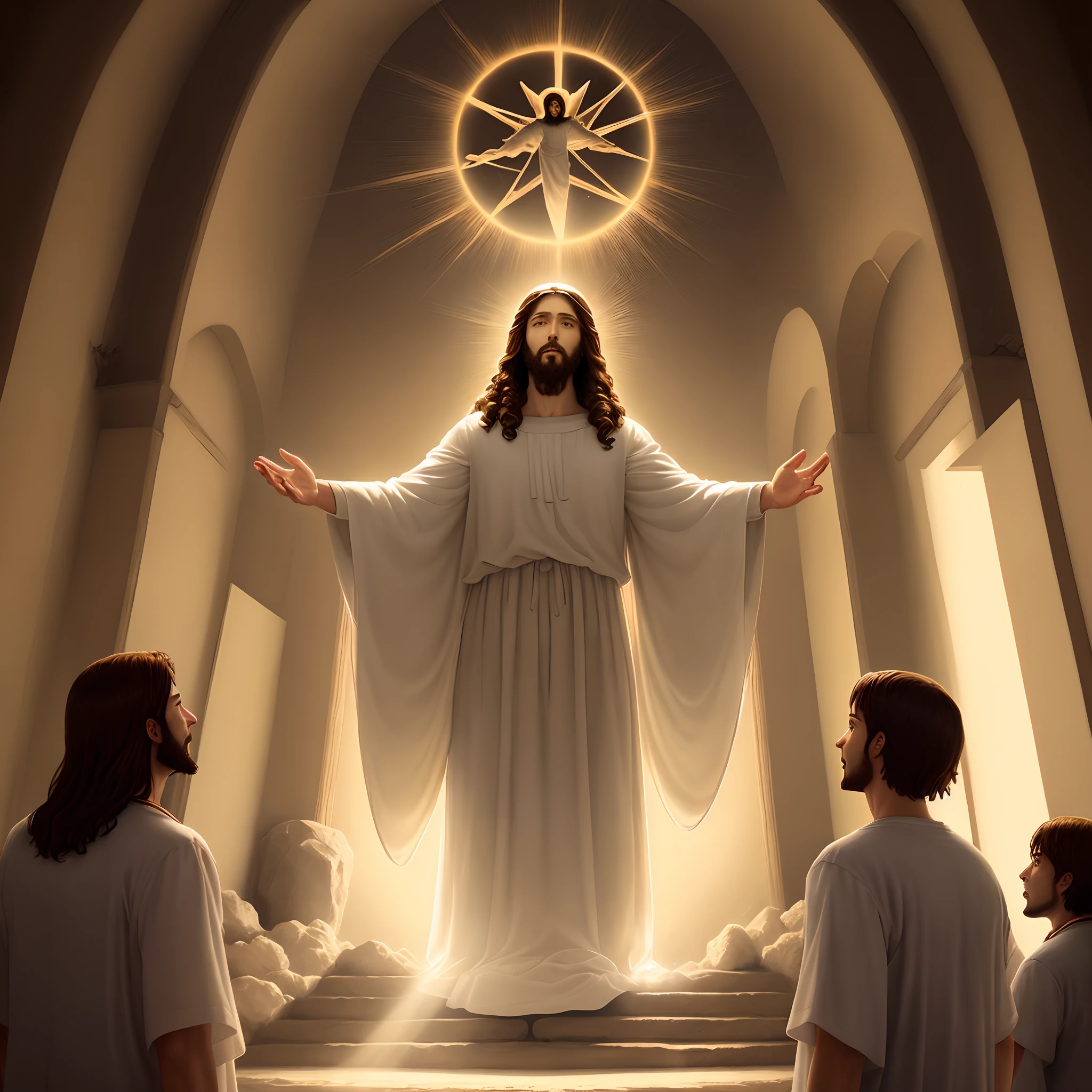 Jesus coming down from heaven, e muita luz