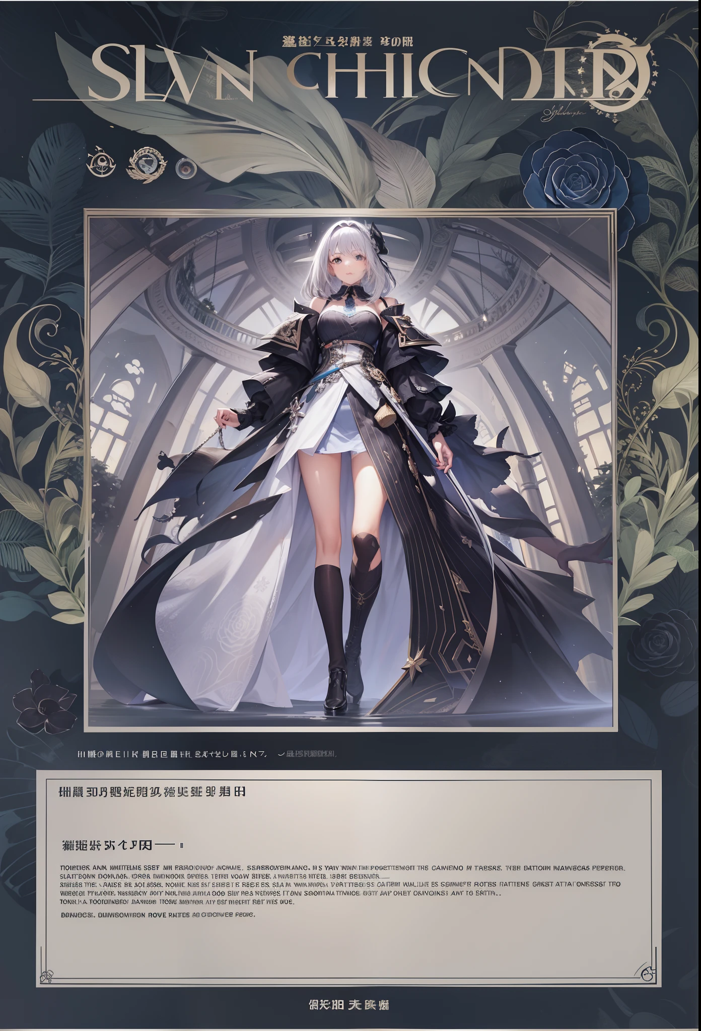 Press the original drawing，Silver-haired girl，Normal posture