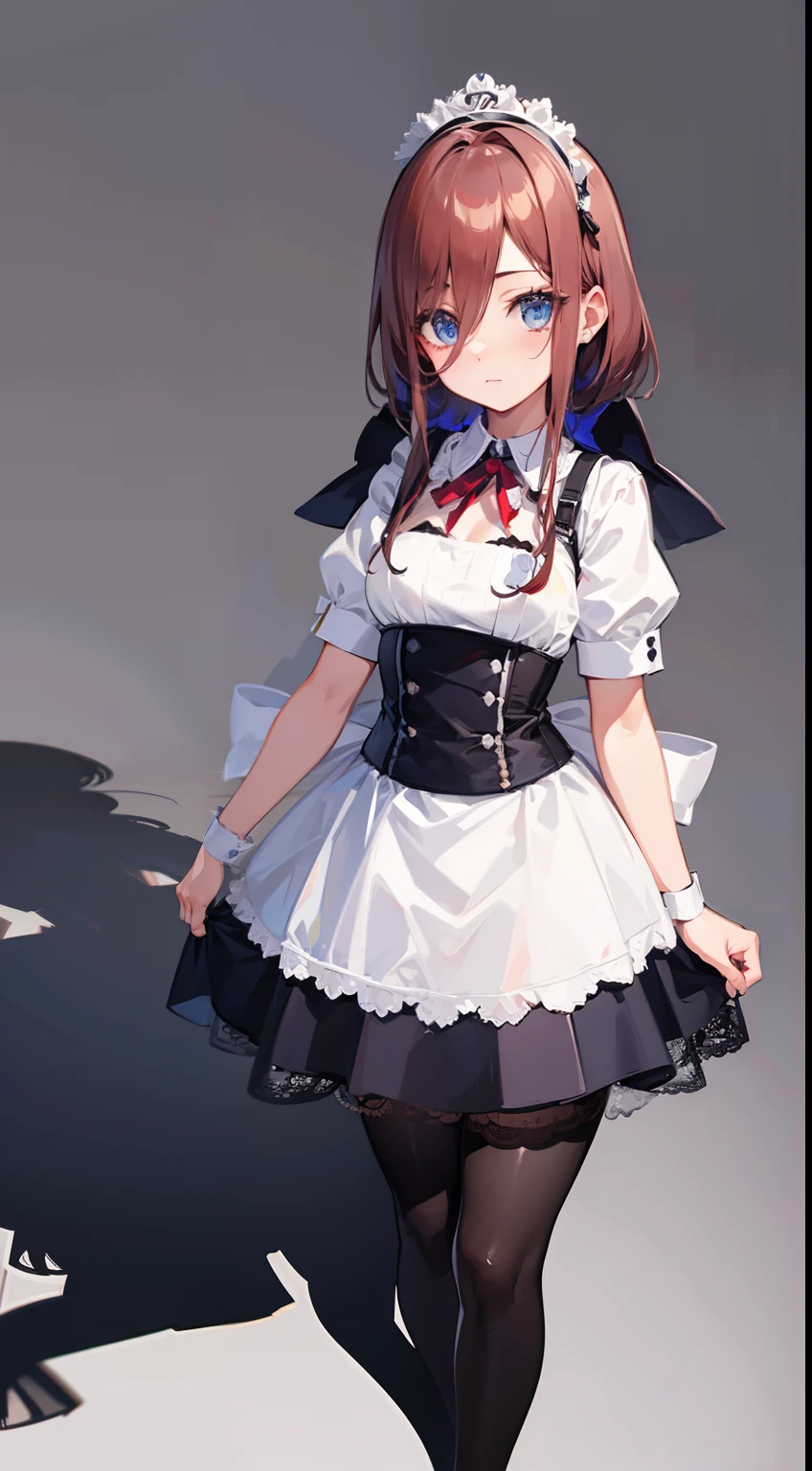 (High quality), Best shadows, Best light, 4k wallpapers, Detailed art, Detailed eyes, fixed eyes, 1 girl, Maid outfit, Manshin
