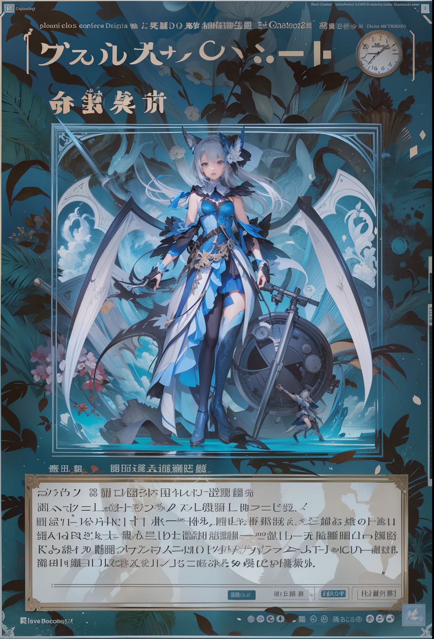 Press the original drawing,One silver-haired girl,Normal posture