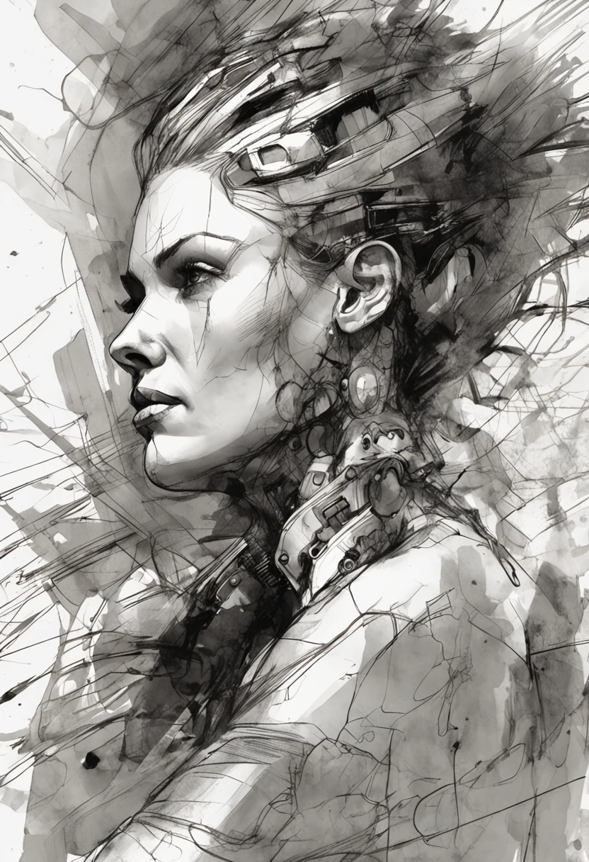 fine Illustration artestyle by Russ Mills, Luis Royo, Darryl Zabrocki,mujer hermosa, Dynamic upper body posture, piel suave, ojos hiperdetallados, hiperrealismo, Altamente detallado, foco nítido, obra maestra, perfect composition, Science-Fiction, arte, claroscuro, Artstation, Motor Unreal 5, Renderizado de octanaje, 8k, UHD, Estilo de Losh, WLOP