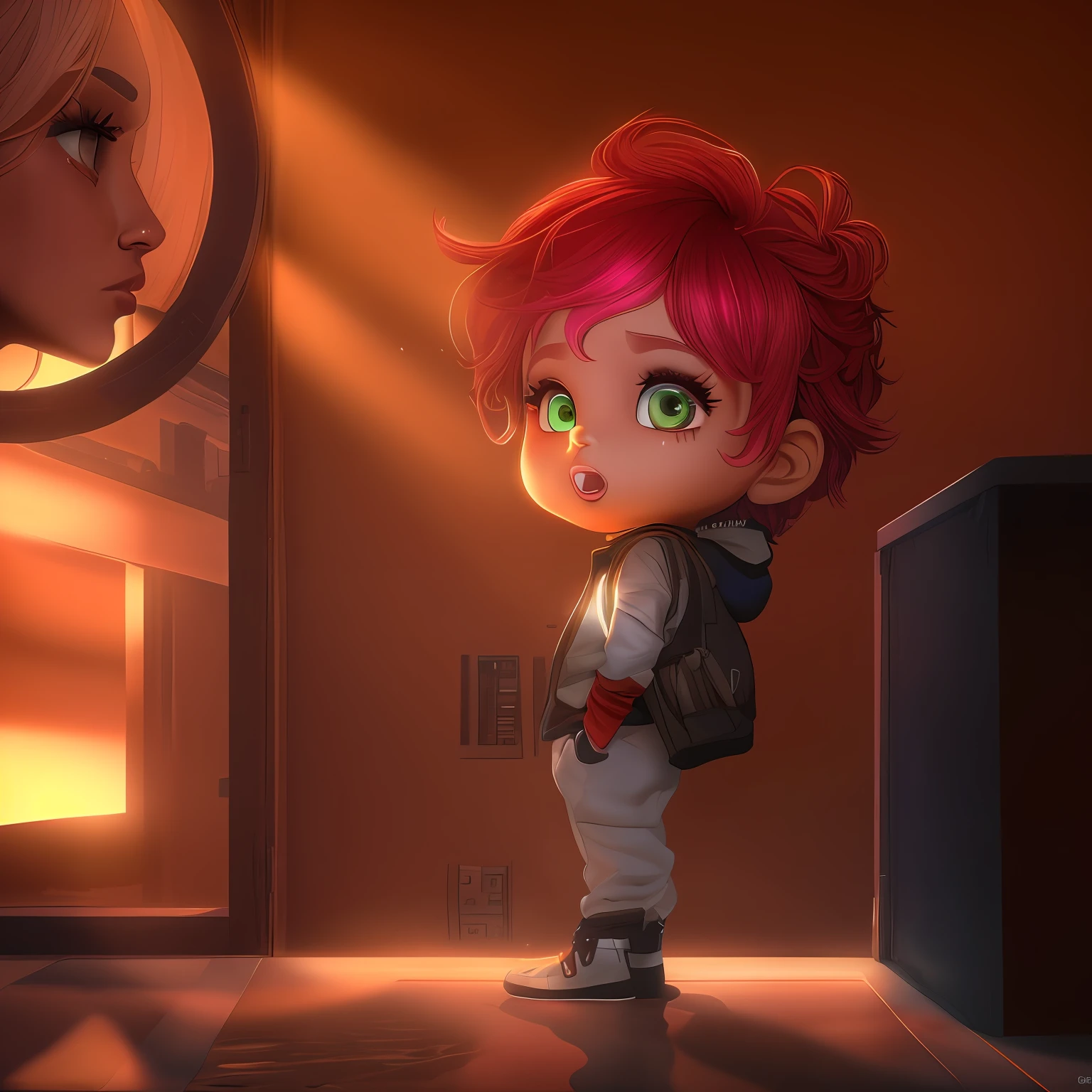 (extremamente detalhada CG unity 8k wallpaper, obra-prima, melhor qualidade, cores vibrantes, alta resolução), cabelo multicolorido castanho claro, mesmo tom, stunning facial expression, sombras realistas, perfect lighting, dinamic pose, fundo deslumbrante, dramatic light effects.