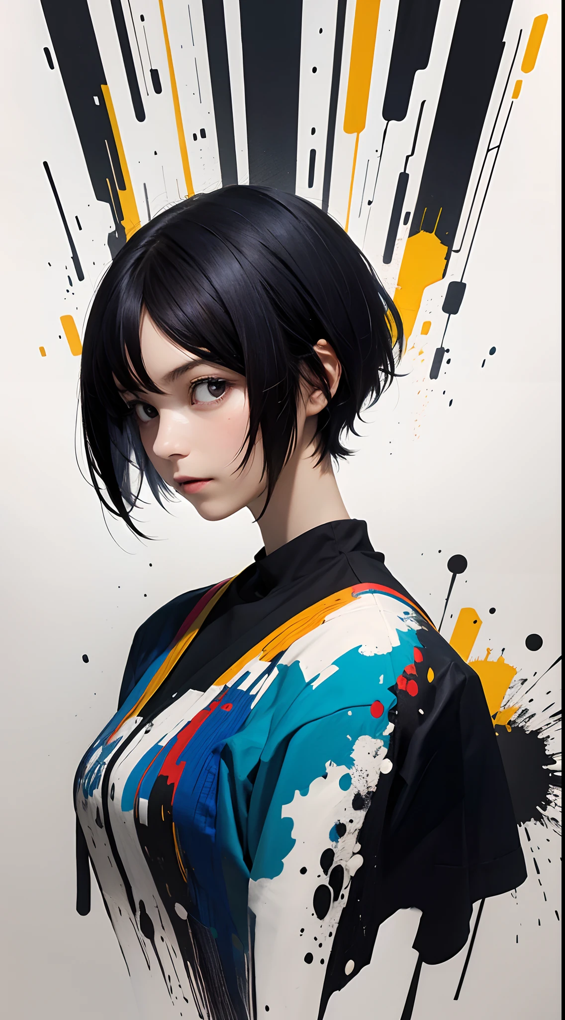 masutepiece, of the highest quality, 1 girl, ((short-hair)), Abstract