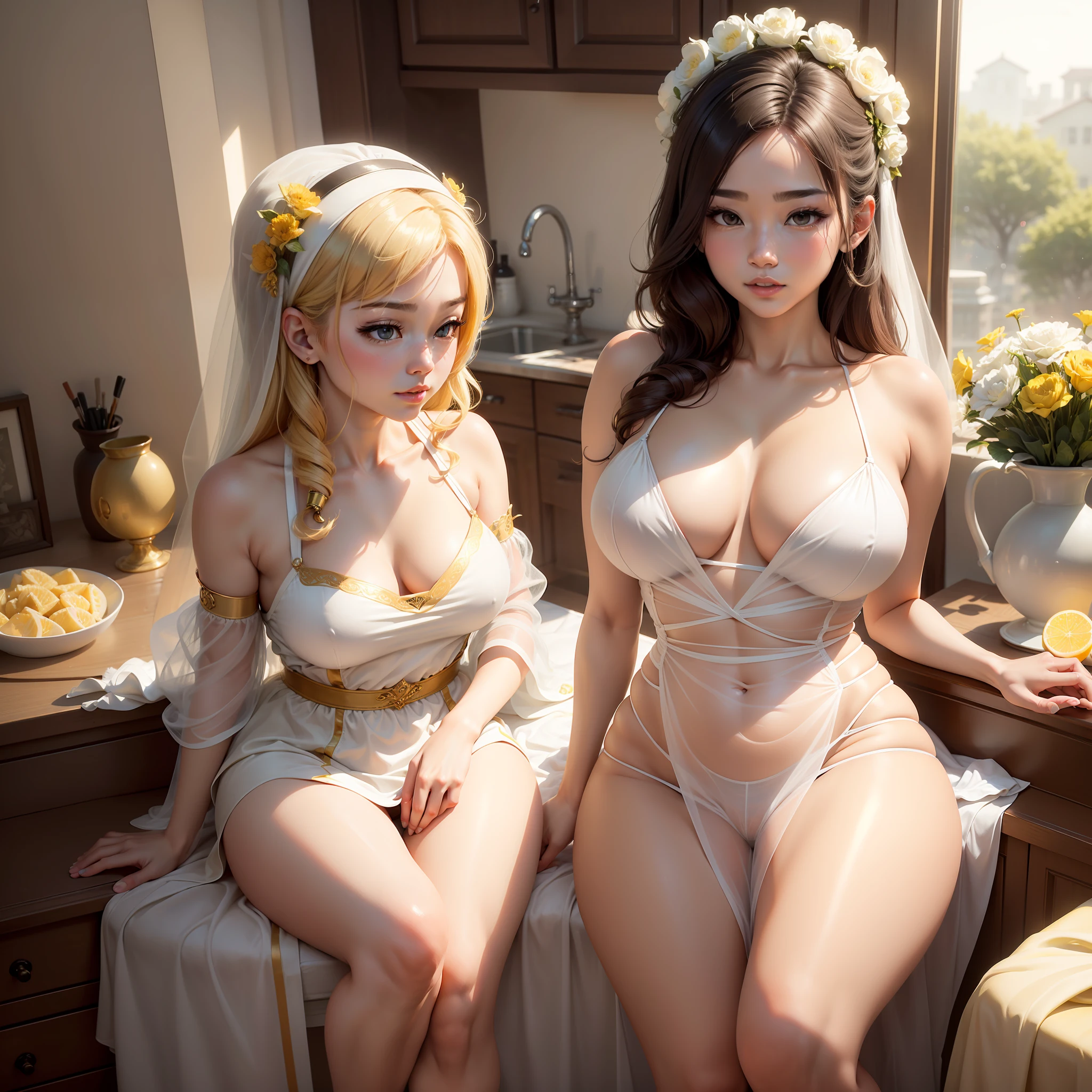 Ultimate Masterpiece, (Fidelity: 1.2), (Sexy), (Asian)), Infinite Scenery, (White: 1.2 + Fair: 1.1), Big Breasts, Two Points Dew, (Translucent: 1.1), Looming, (Tong: 1.0), Pubic Hair, Open Crotch, Open Legs, (Smooth: 1.1), (Clear Curve Details: 1.1), (Cute: 0.9), (Shiny: 1.1), (Goddess: 1.2), Domestic Style, The Warmest Yellow, The Environment Misty and Elegant, The model is beautiful and sexy,