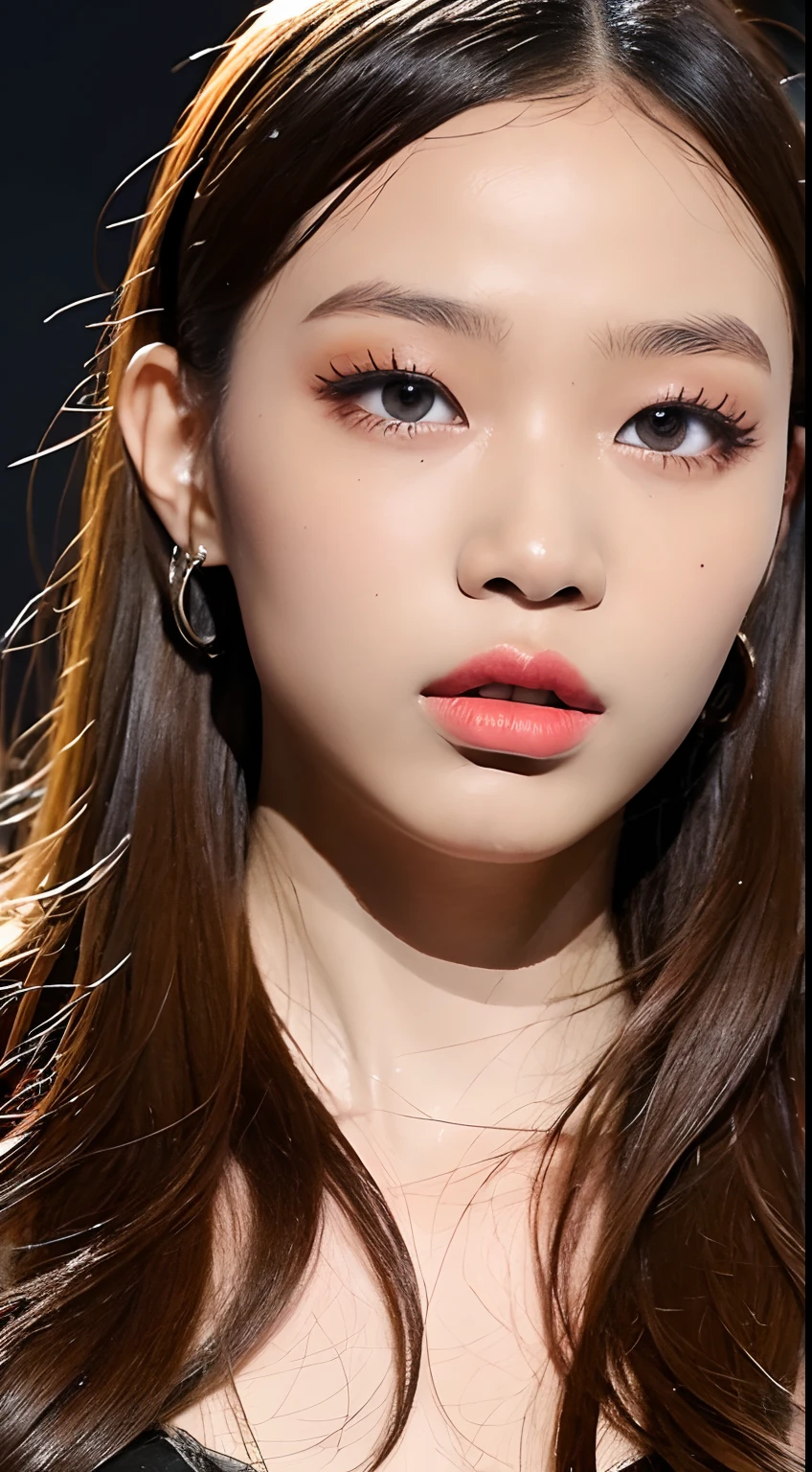 one African model ,Unique details, virtual fashion, Near future, Curvilinear details , double eyelid, simple background