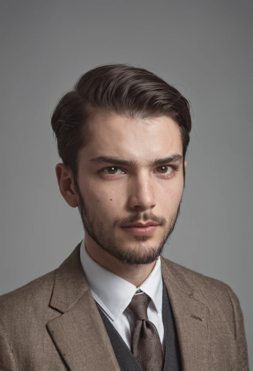 a man in a suit with a scissor head