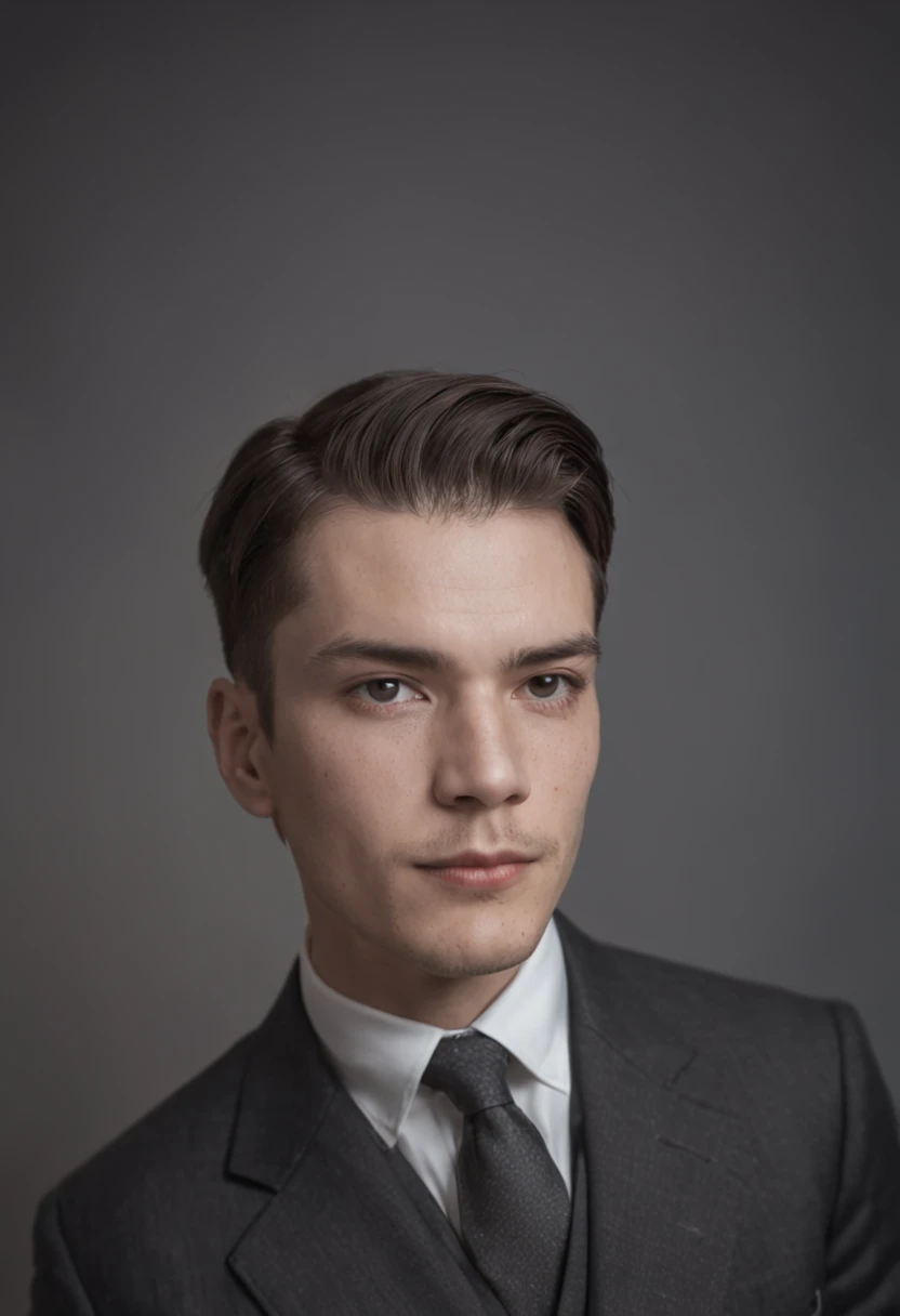 a man in a suit with a scissor head
