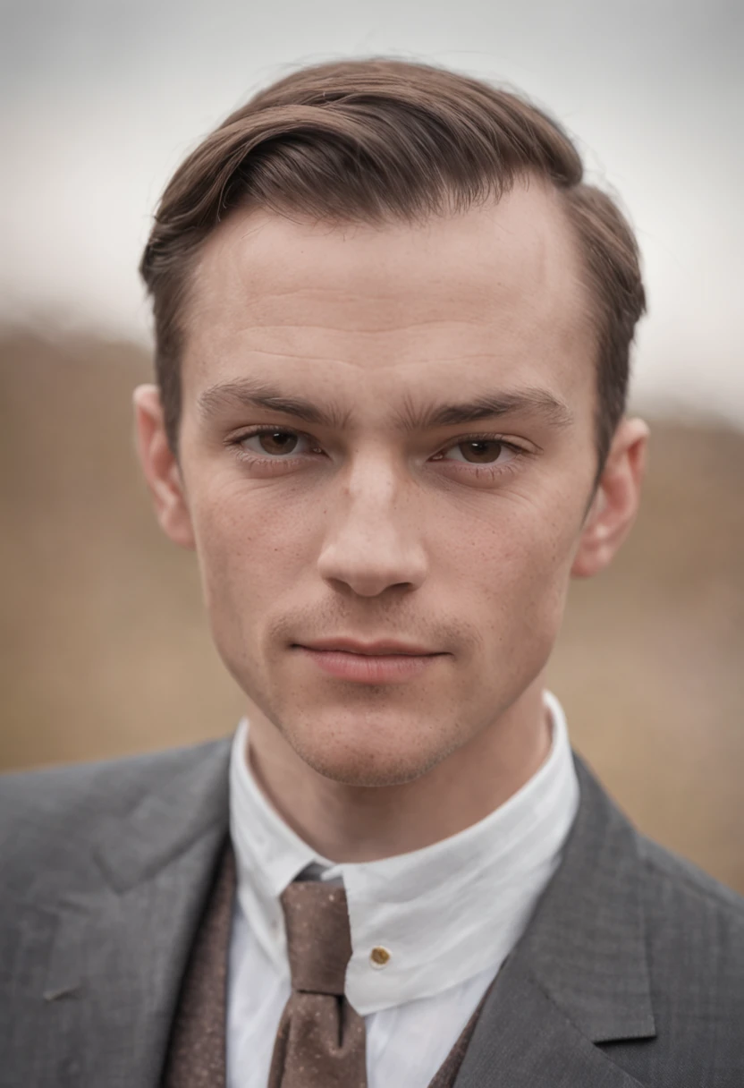 a man in a suit with a scissor head