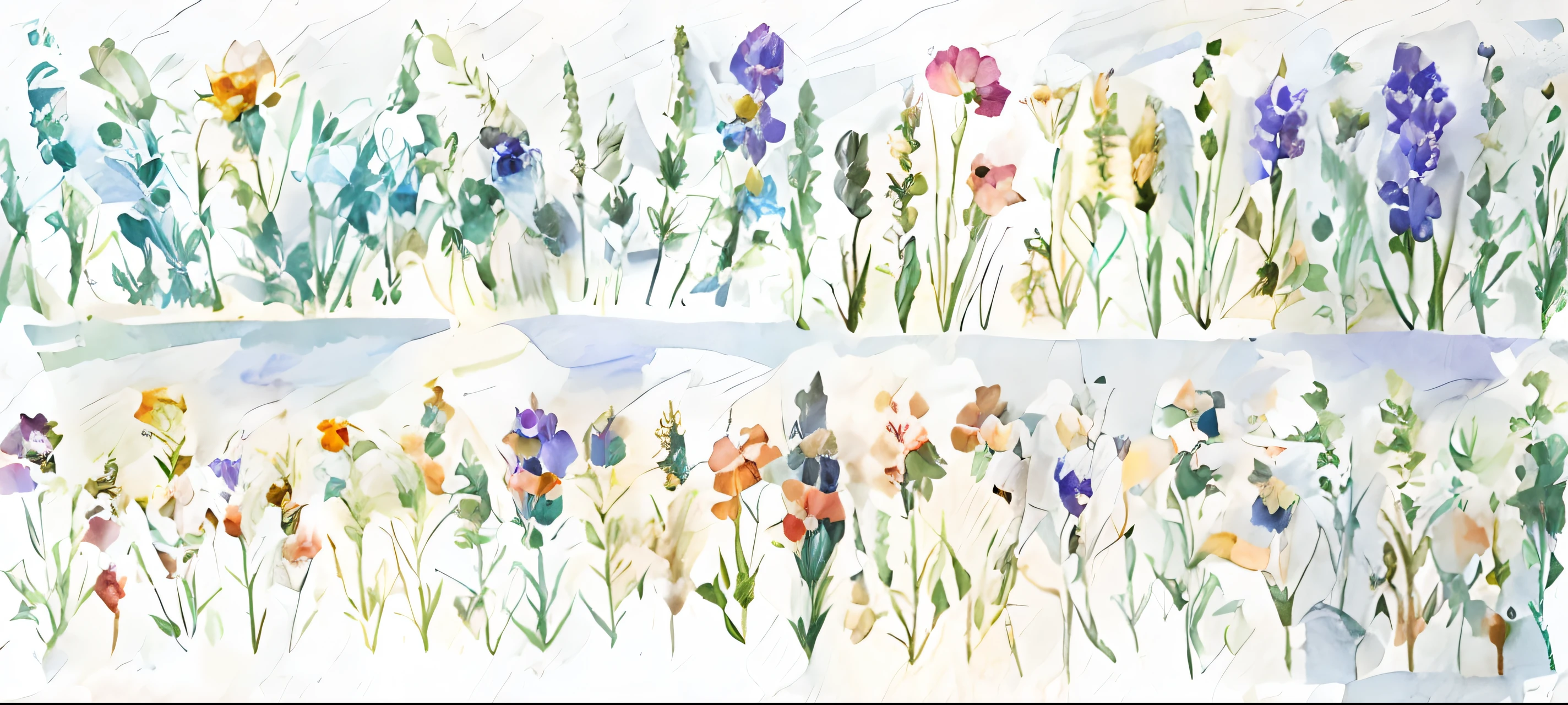 Lavender flowers are arranged in a row on a white background, flores de lavanda, estilo de pintura em aquarela, Lavanda, botanic watercolors, tons de roxo, tons roxos, plantas de lavanda, Purples, plantas azuis e roxas, Inspirado em McKendree Long, flores irregulares, flor, flores roxas, tema de cor violeta, estilo aquarela, ervas e flores, cores roxas, cores violetas