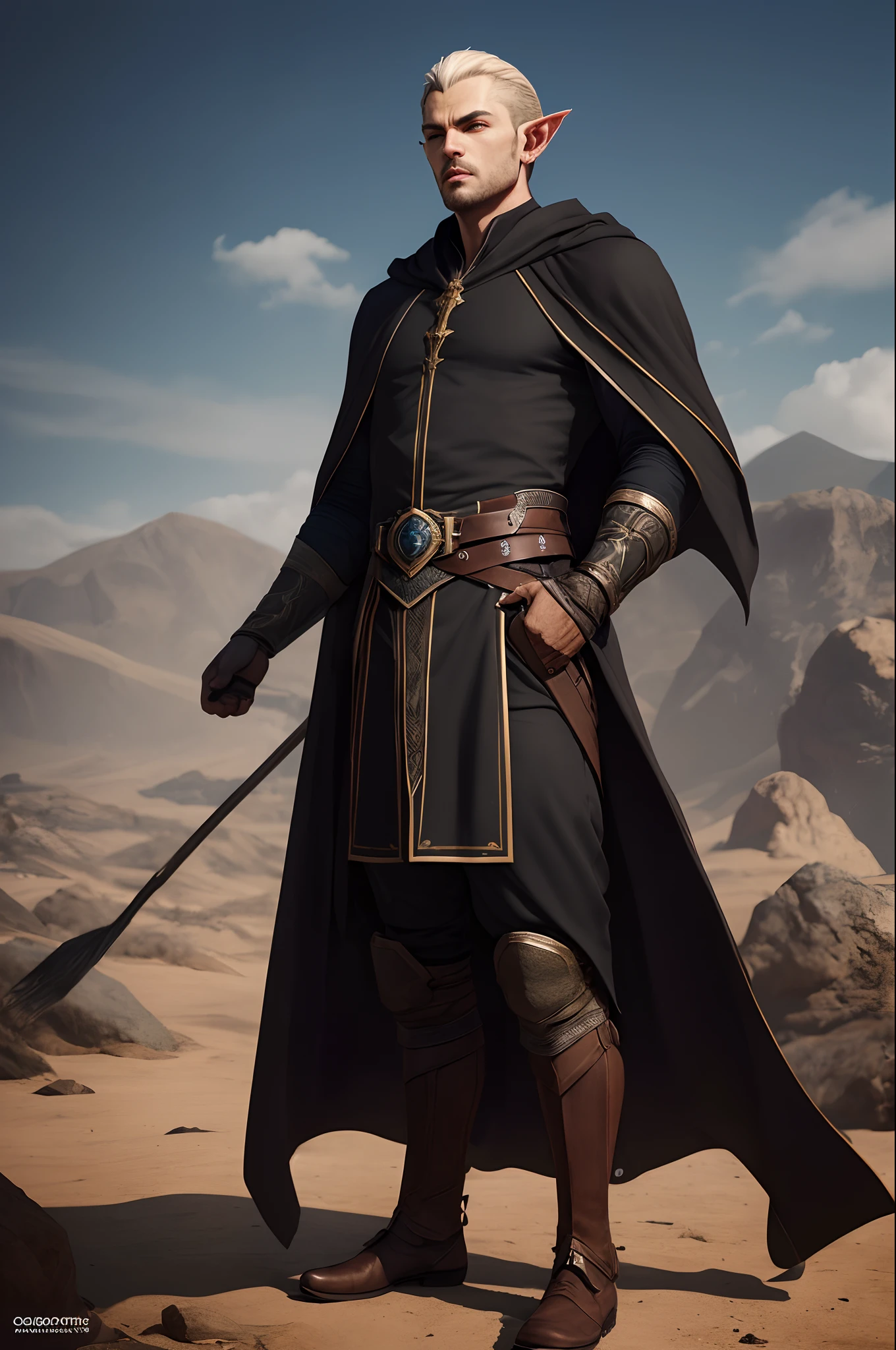 Arabian moroccan handsome warrior leather outfit Wear covers whole body very detailed hyper realistic master piece