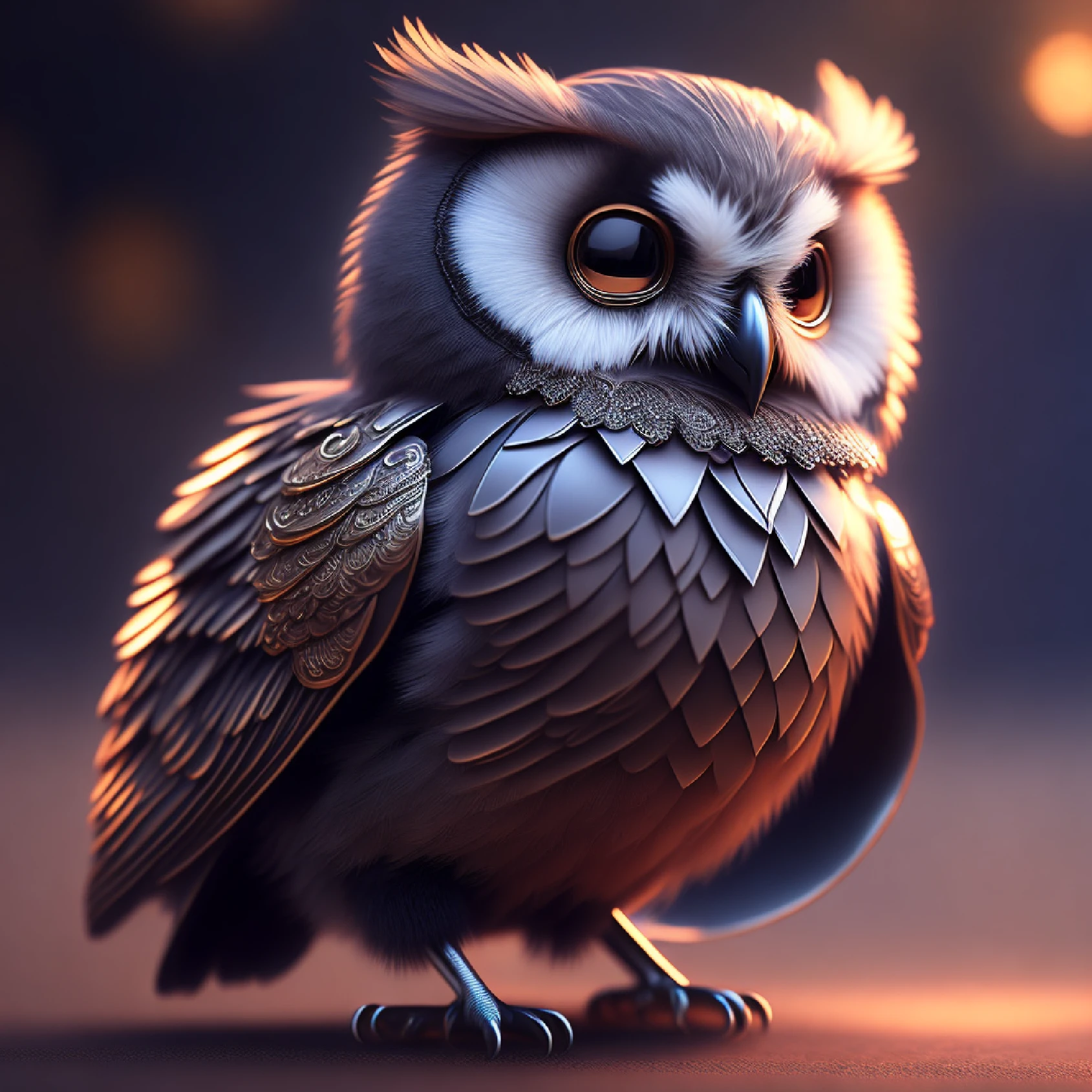 styled by to8contrast, a cute smoky owl chick made of metal, (cyborg:1.2), ([tail | wire detail]:1.3), (complex detail), hdr, (complex detail, high detail: 1.2), shot cinematic, image, center, by Stray Game, (world's most beautiful portrait:1.5)