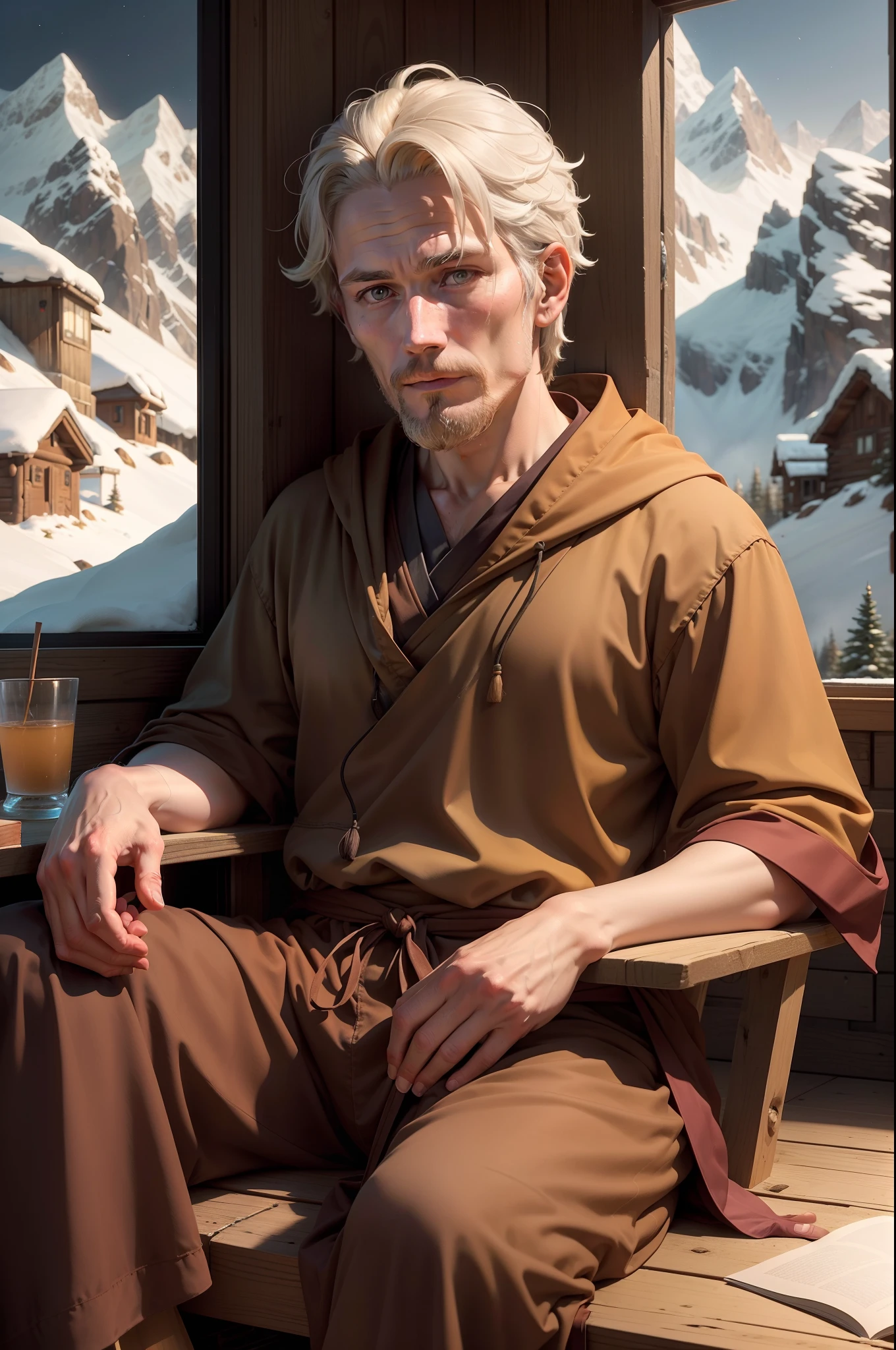 Aiden Everwood is a hermit monk who lives isolated in a small cabin in the mountains. He chose this lifestyle to dedicate himself completely to the pursuit of self-knowledge and wisdom. Aiden spends most of his time in deep reflection, meditation and contemplation.