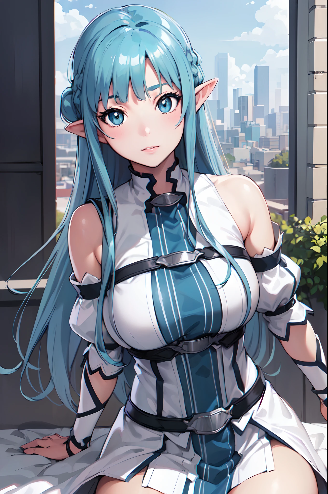 (Masterpiece:1.5), extremely detailed CG unity 8k wallpaper, beautiful breasts,chromatic_aberration,beautiful detailed shadow,beautiful eyes,beautiful body,beautiful skin,beautiful hand,(Curve,Model,glamor:1.5),(Realistic, hyper realisitic:1.5),(Blue hair:1.5),(blue eyess:1.5),Large breasts,Style image of woman undressed, Seductive Anime Girl, Big curvaceous, beautiful alluring anime , Beautiful anime girl, charming anime girls, Smooth Anime CG Art, Ilya Kuvshinov with long hair, beautiful alluring anime woman, Anime Best Girl, asunayuuki, On my bed, pretty anime girl