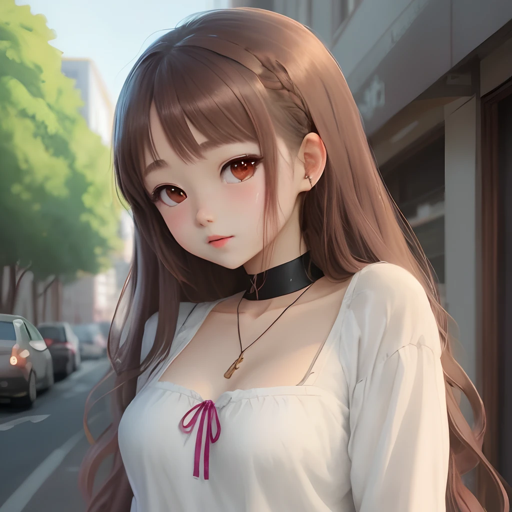 Young anime girl with Neckline