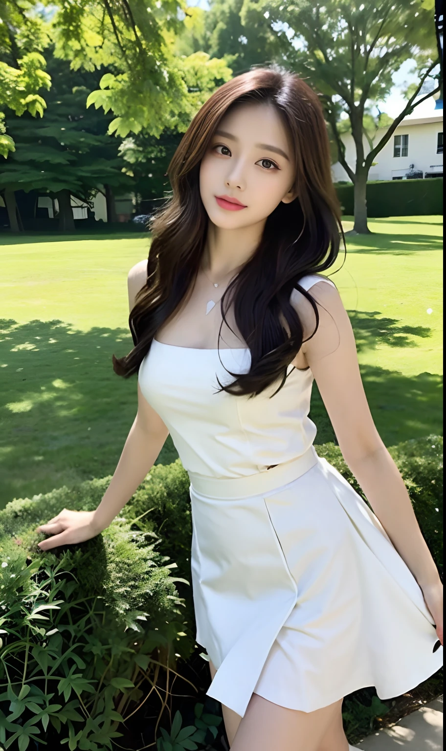 Masterpiece, Best quality,8K, 超高分辨率,Reallightandshadow,Cinema lenses,(beautidful eyes:1.1), ((中景 the scene is,The upper part of the body)),dynamicposes,On a green meadow,The gentle goddess came with gentle steps。He wore a dress,A gentle breeze blows,The skirt dances lightly。The sun shone through the leaves in her hair,Reflecting her clear eyes and gentle smile。Colorful butterflies flutter around her,Flowers bloomed at her feet,It was as if nature was cheering for her。