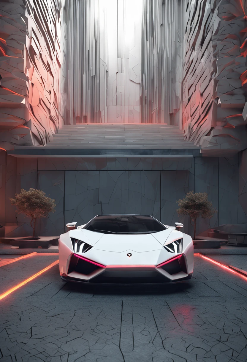 High-resolution 3D magician, tons cinza, White geometric design, Design moderno, blocos concreto --auto