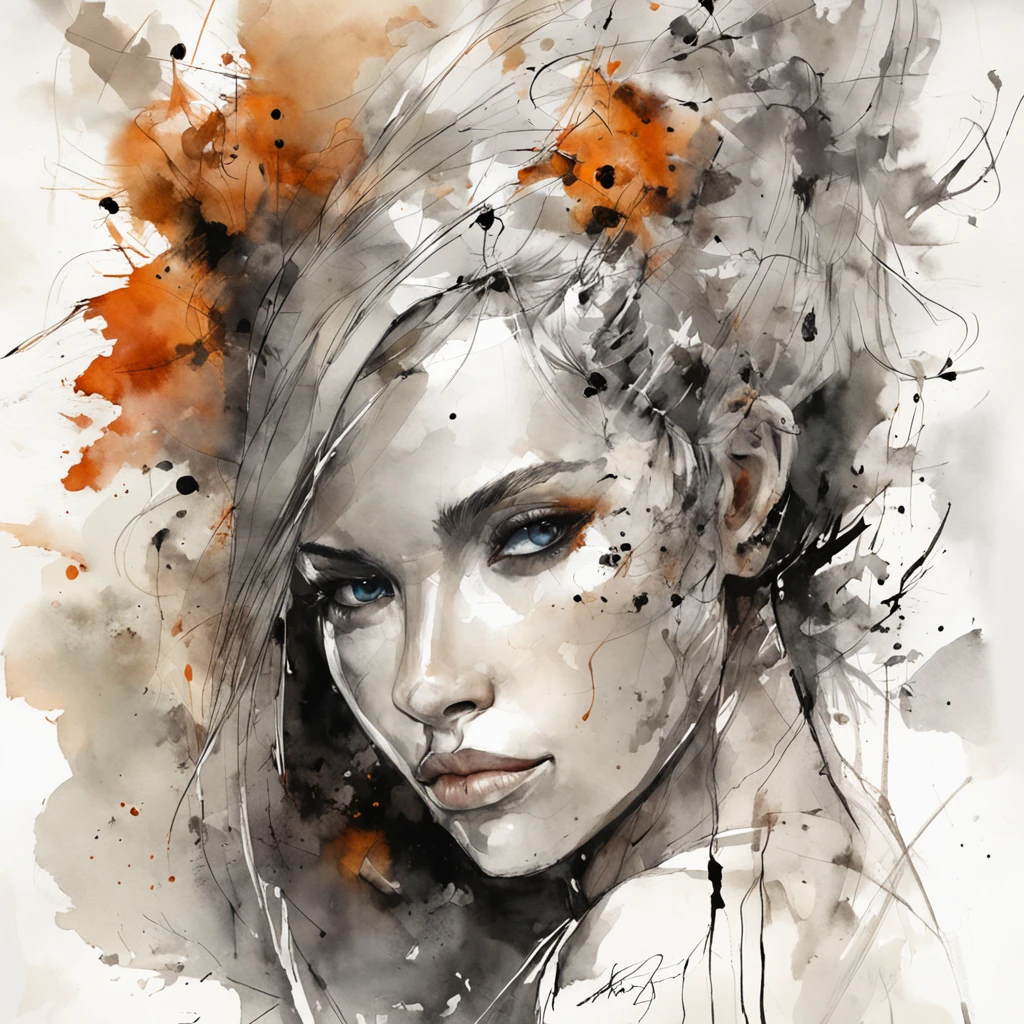 a woman by agnes cecile, luminous design, pastel colours, ink drips, autumn lights